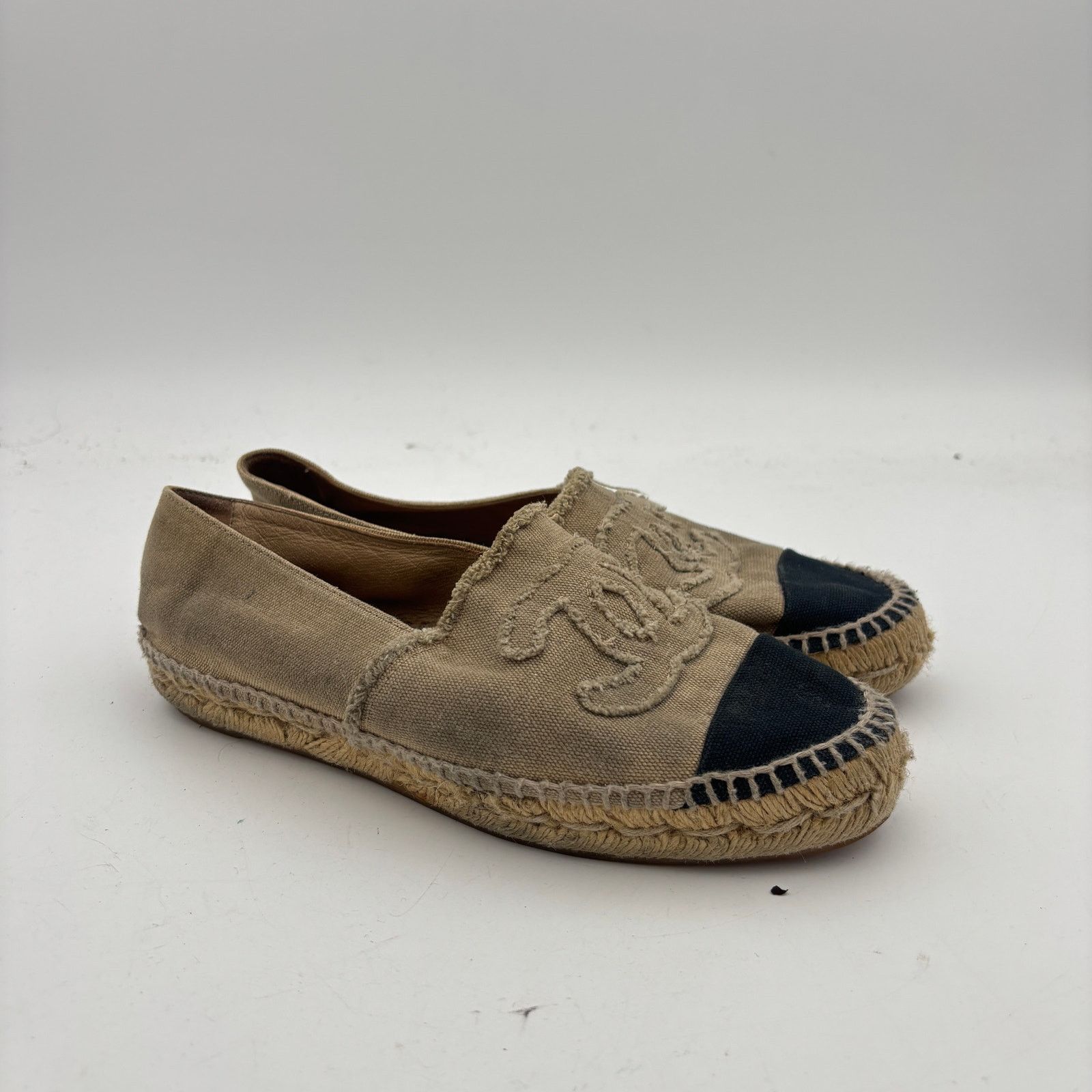 Chanel Chanel CC Logo Canvas Black Cap Toe Espadrilles Slip Ons 37 Size US 6.5 / IT 36.5 - 1 Thumbnail