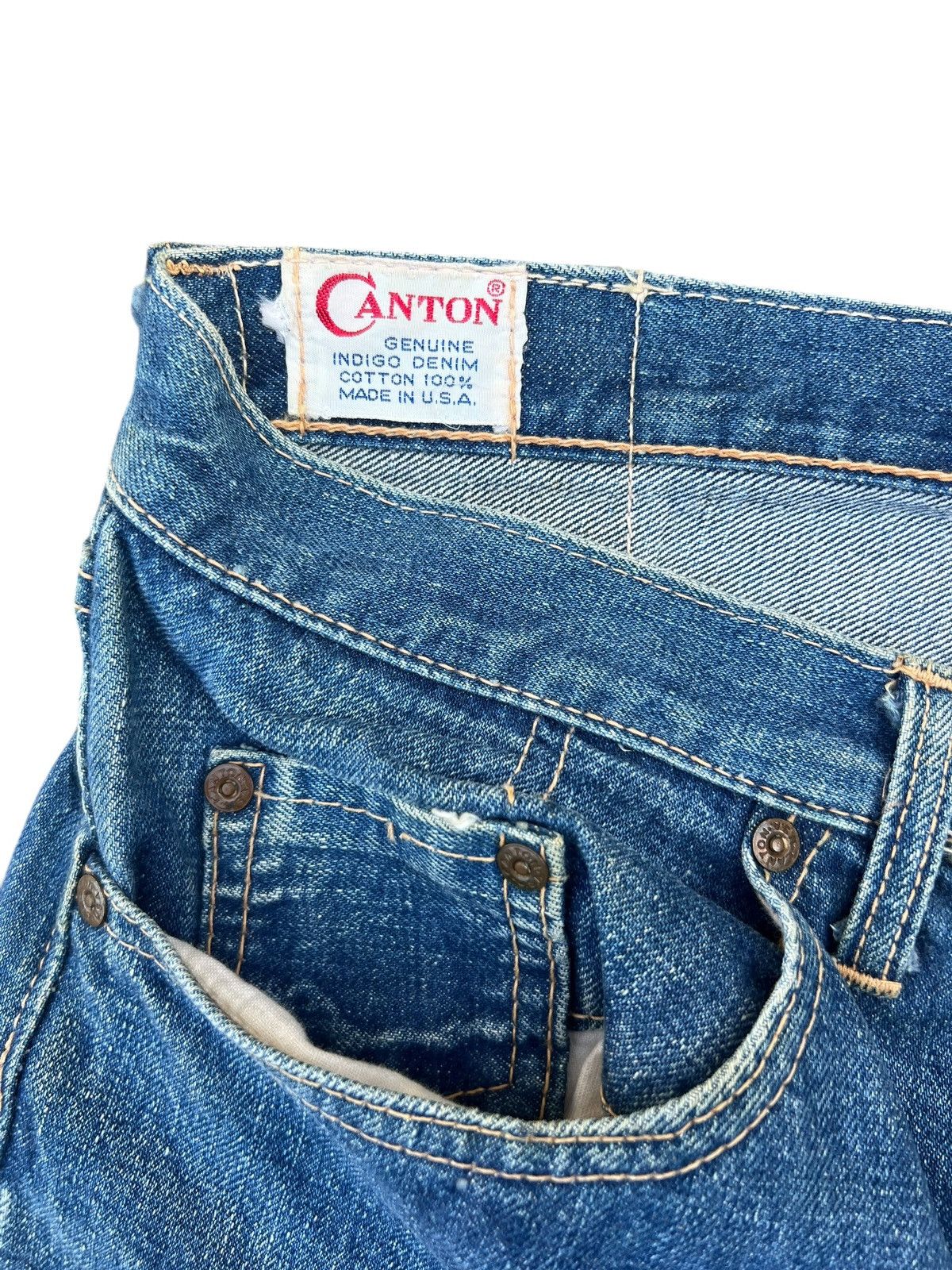 Vintage RARE! Vintage 60s Canton Fade Dirty Denim Selvedge Jeans Size US 36 / EU 52 - 13 Thumbnail