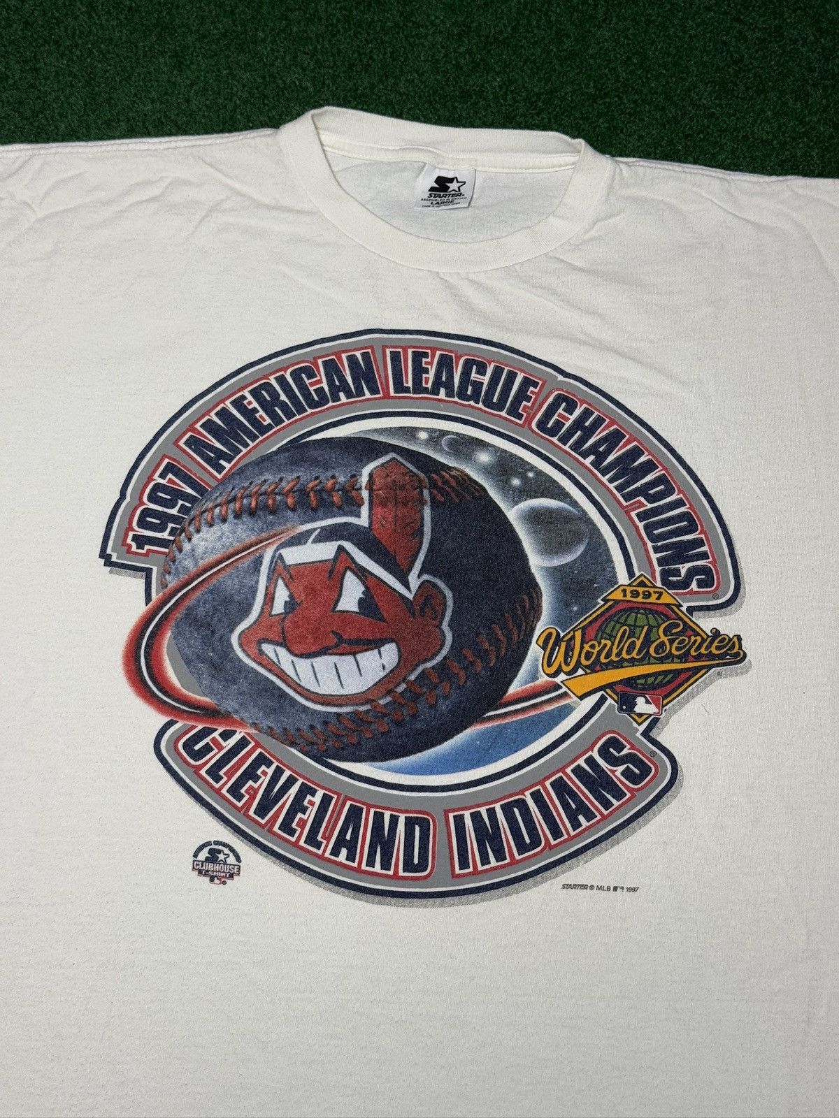 Starter 90s Cleveland Indians Starter Champions Retro Logo T Shirt Size US L / EU 52-54 / 3 - 2 Thumbnail
