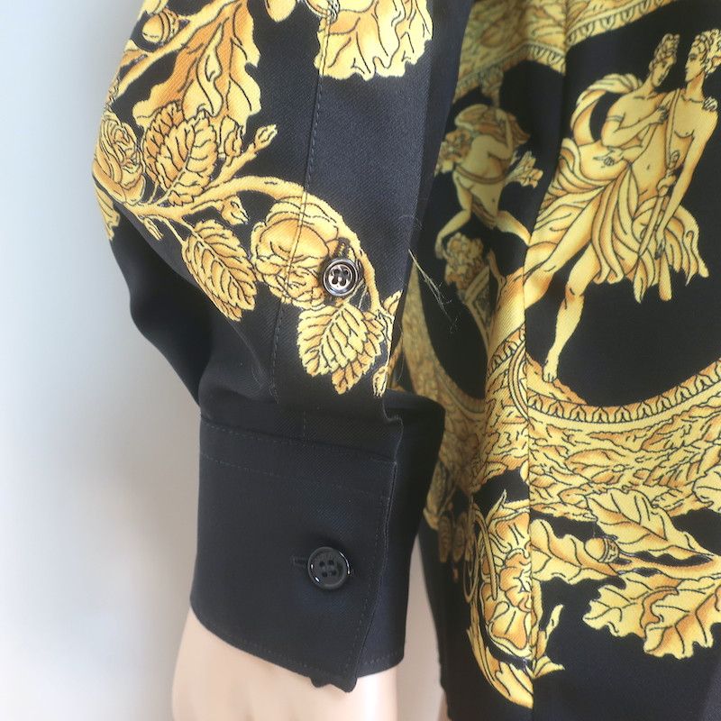 Versace Versace Palazzo Fit Maschera Baroque Shirt Black/Gold Sz 40 Size US XXS / EU 40 - 6 Thumbnail