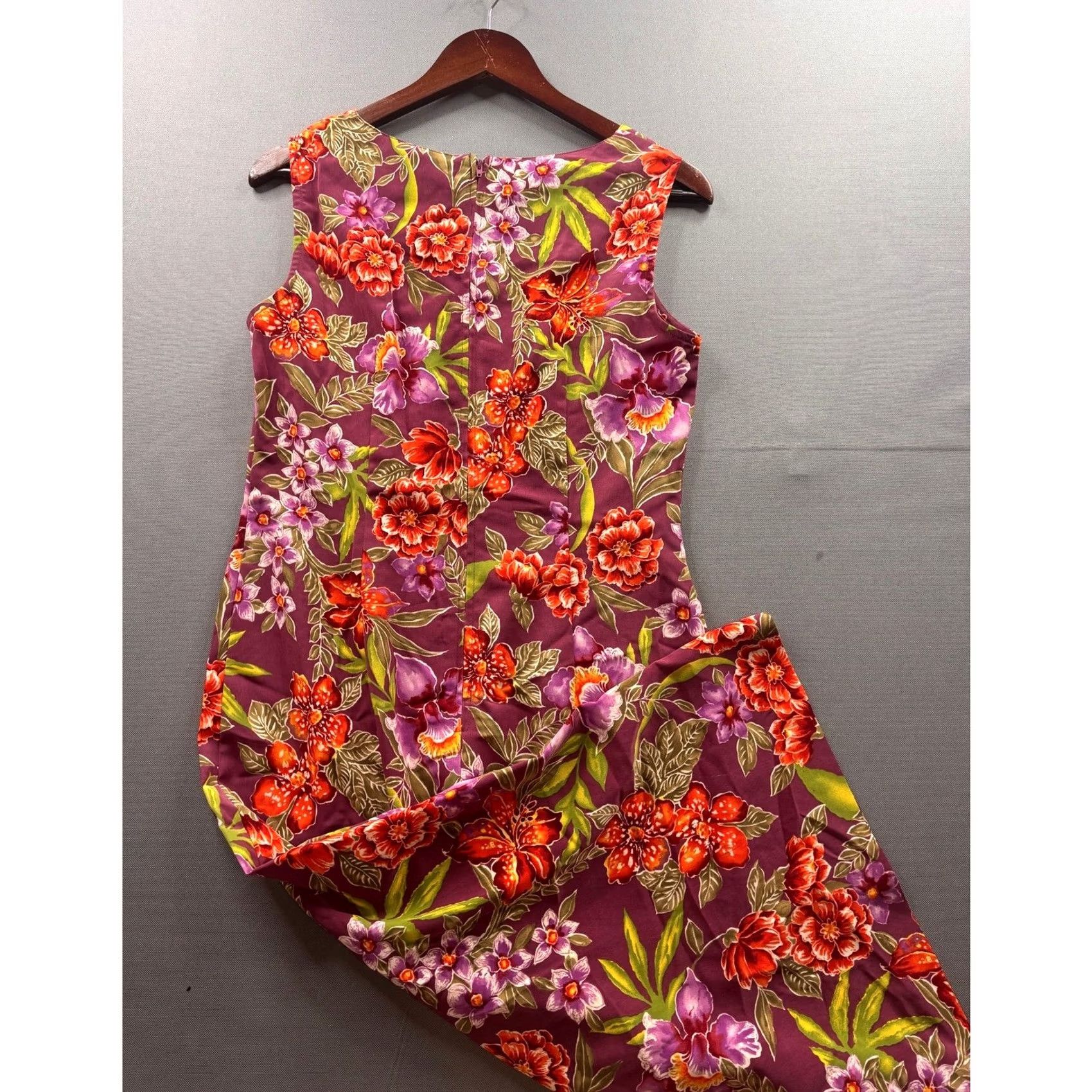 Lee VINTAGE Kathie Lee Collection Womens Purple Tropical Floral Sleeveless Maxi Dress S Size S / US 4 / IT 40 - 7 Thumbnail