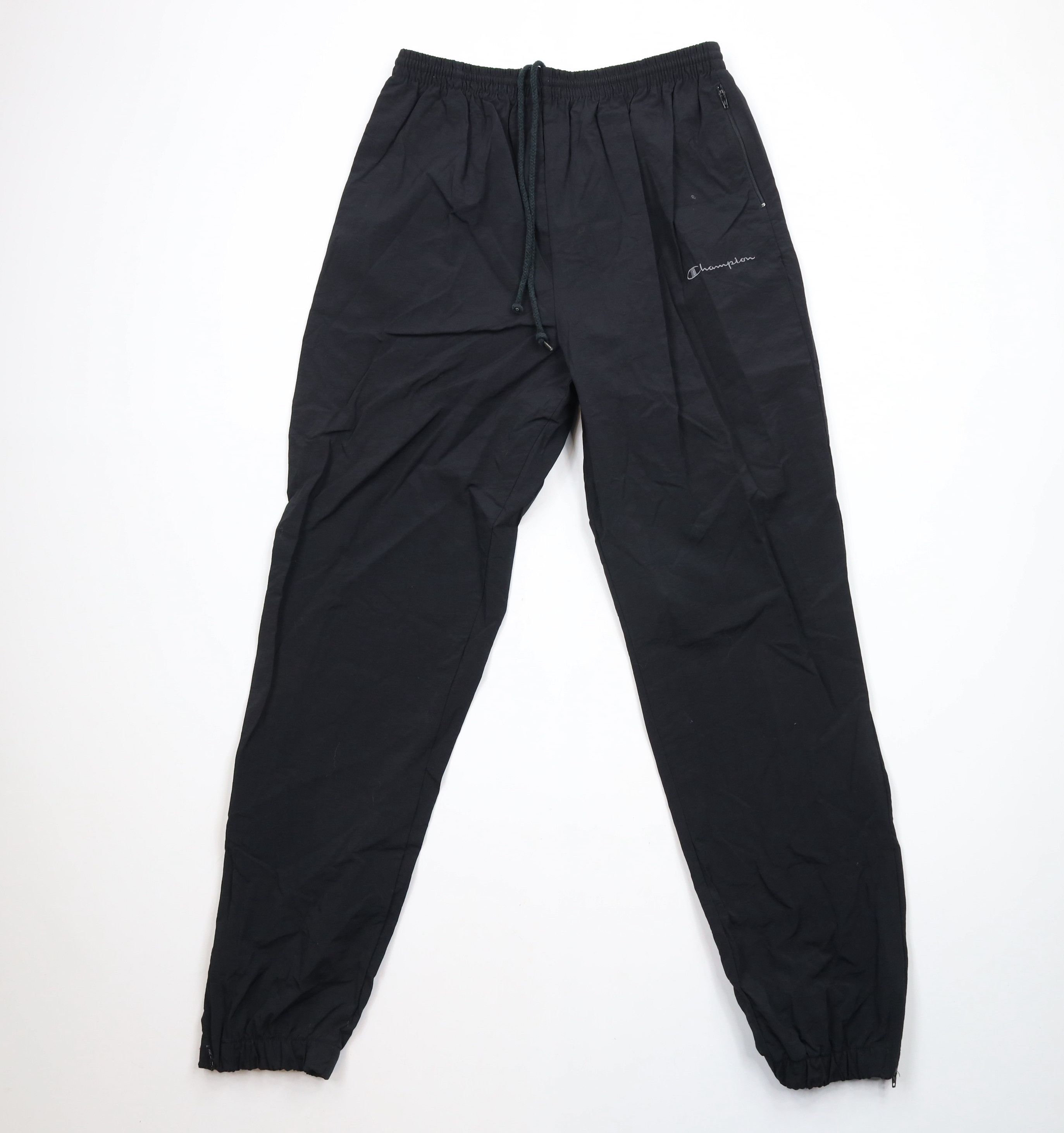 Champion × Vintage Vintage 90s Champion Cuffed Nylon Joggers Jogger Pants Black Size US 36 / EU 52 - 1 Thumbnail