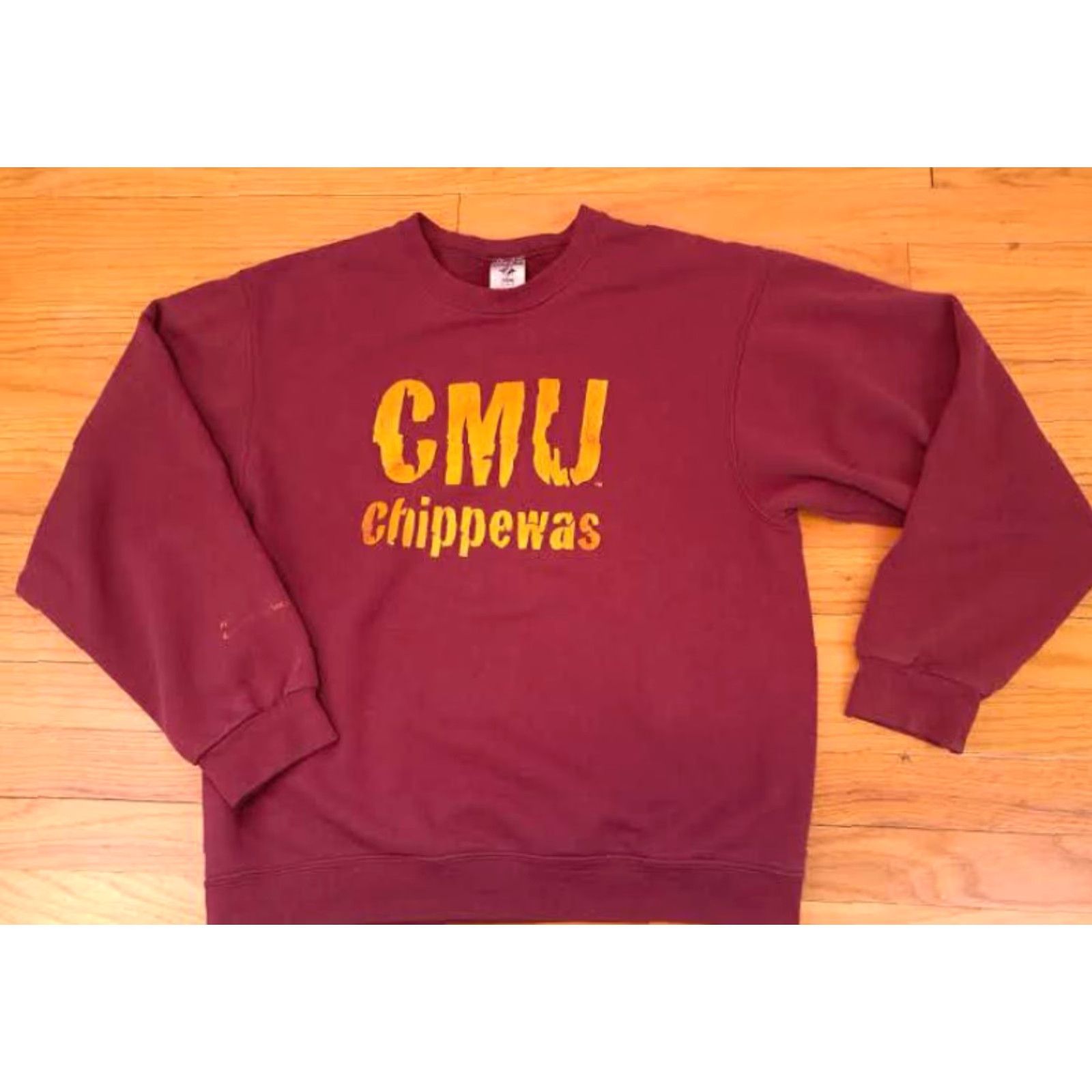 Jerzees CENTRAL MICHIGAN UNIVERSITY Chippawas Sweatshirt Jerzees M Burgundy Crew Neck Long Sleeve Pullover Men 90s University Canvas Fabric Regular Size M Size US M / EU 48-50 / 2 - 3 Thumbnail
