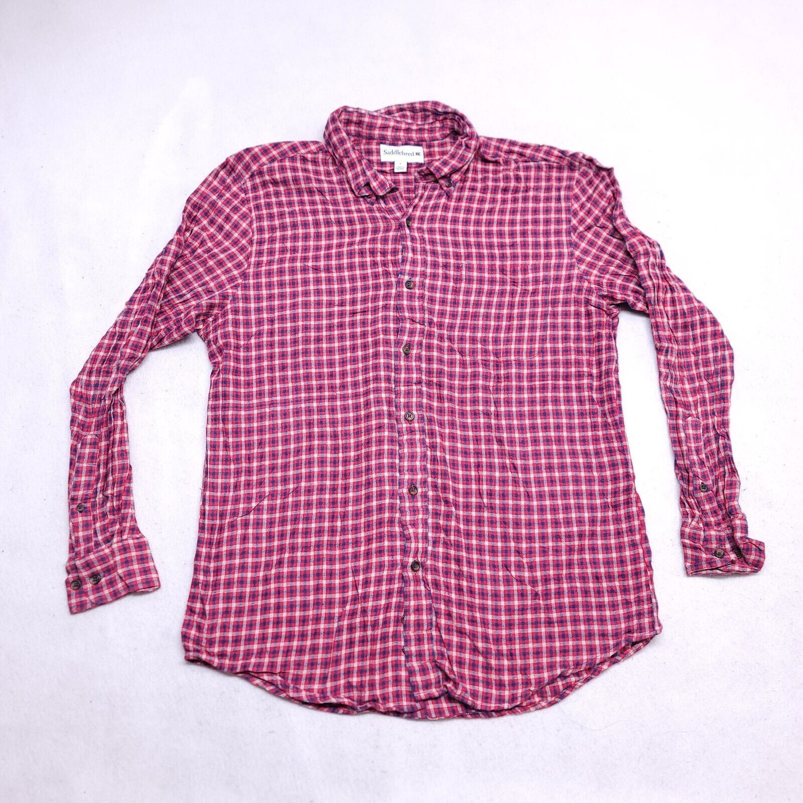 Saddlebred Saddlebred Tartan Flannel Shirt Mens Size Large L Red Blue Size US L / EU 52-54 / 3 - 2 Thumbnail