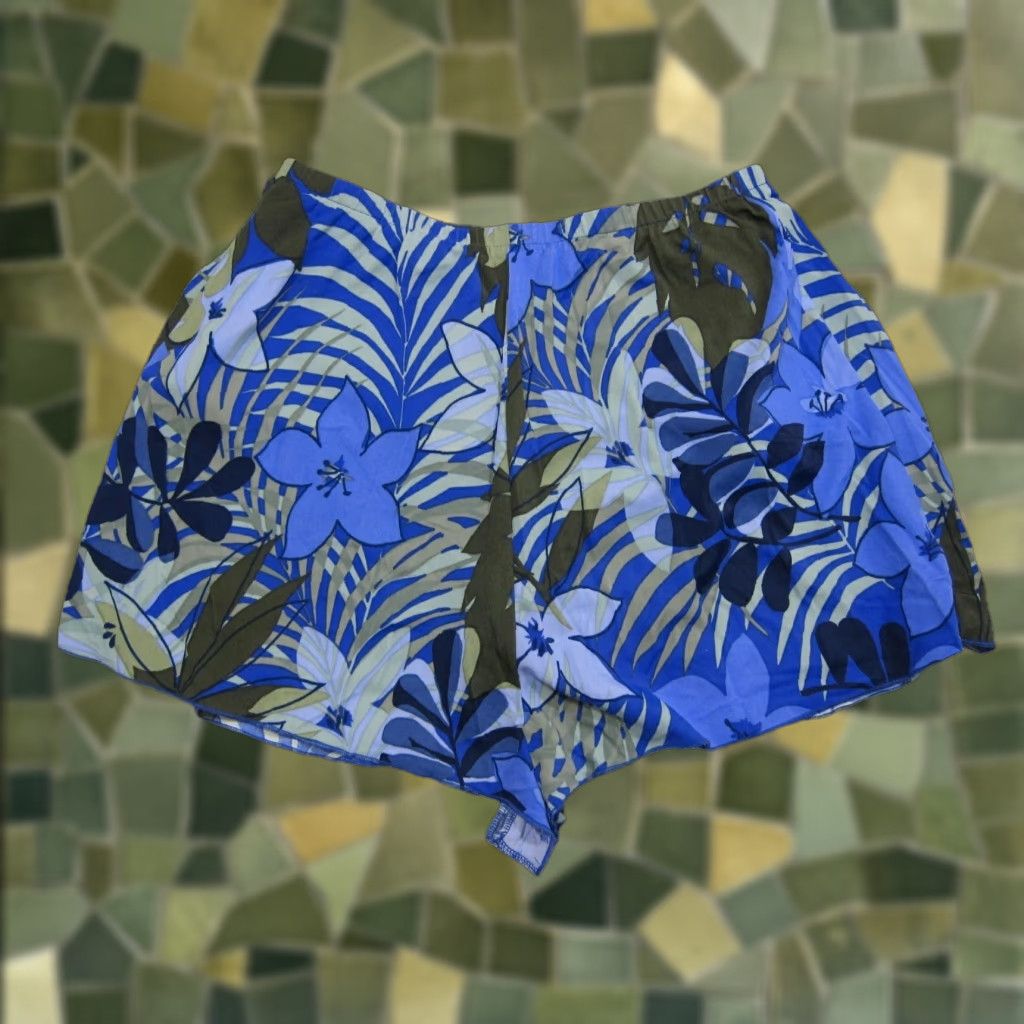 Jantzen VINTAGE Jantzen Classics Blue Green Hawaiian Floral Stretch Flowy Lined Short L Size 28" / US 6 / IT 42 - 1 Thumbnail