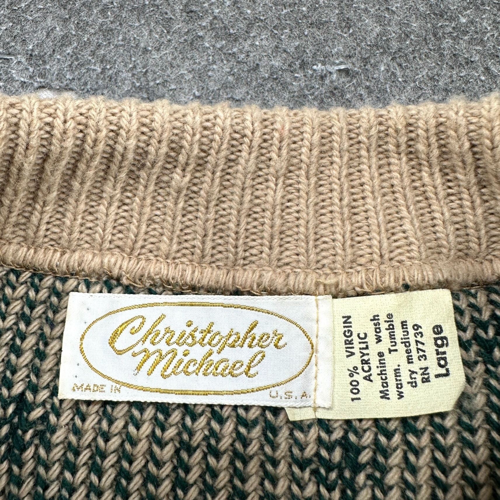 Vintage VINTAGE Christopher Michael Sweater Mens L Beige Fair Isle 80s 90s Knit Pullover Wool Acrylic Crew Neck Long Sleeve Regular Size US L / EU 52-54 / 3 - 4 Thumbnail