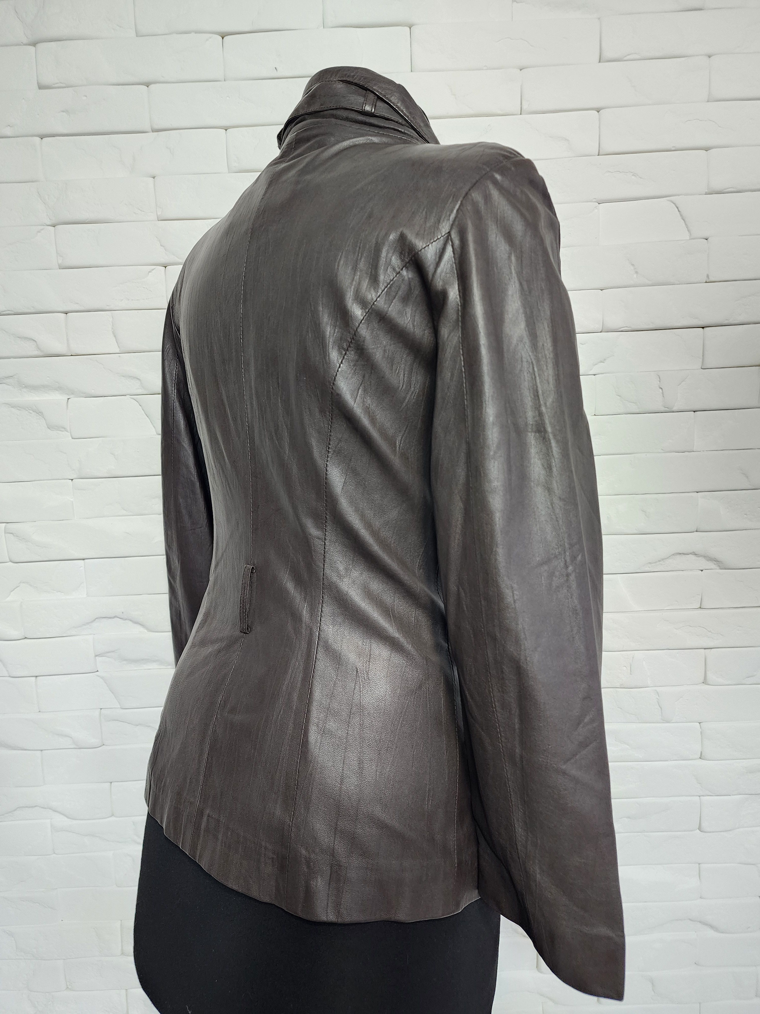 Other Brown Leather Jacket: Women's Button-Up with Pockets Size M / US 6-8 / IT 42-44 - 5 Thumbnail