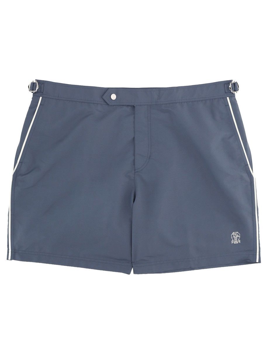 Brunello Cucinelli BRUNELLO CUCINELLI COSTUME DA BAGNO CON LOGO - BLUE Size US 36 / EU 52 - 1 Thumbnail