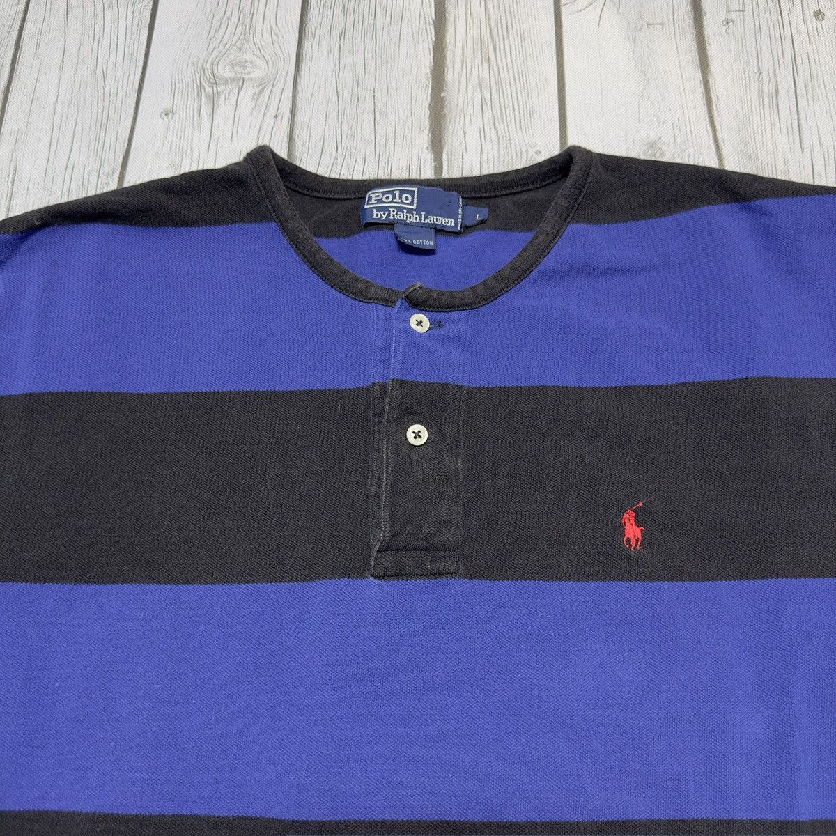 Polo Ralph Lauren × Vintage Vintage Polo henley shirt Size US L / EU 52-54 / 3 - 3 Thumbnail