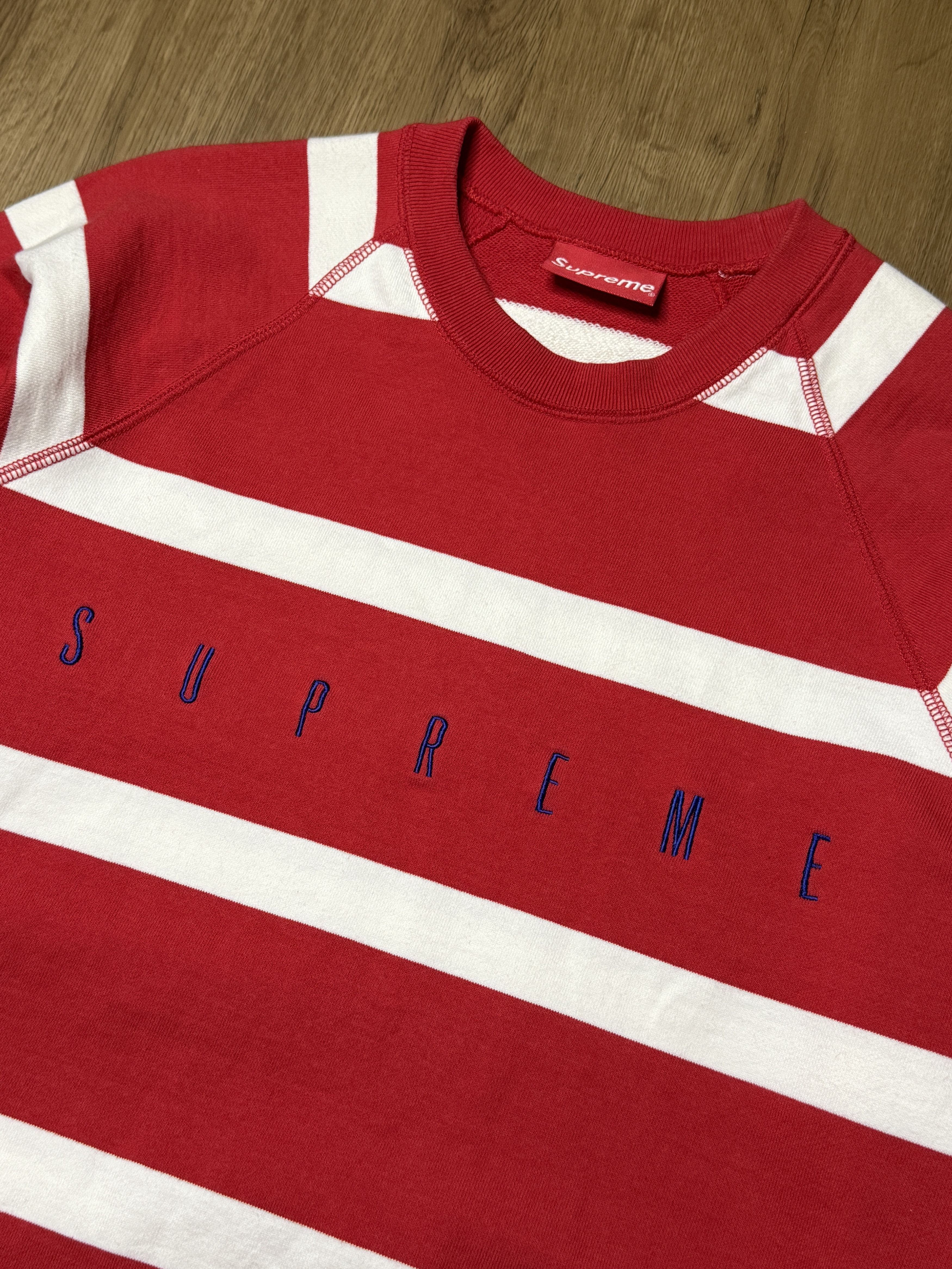 Supreme Supreme FW15 Striped Raglan Crewneck Red Size US M / EU 48-50 / 2 - 4 Thumbnail