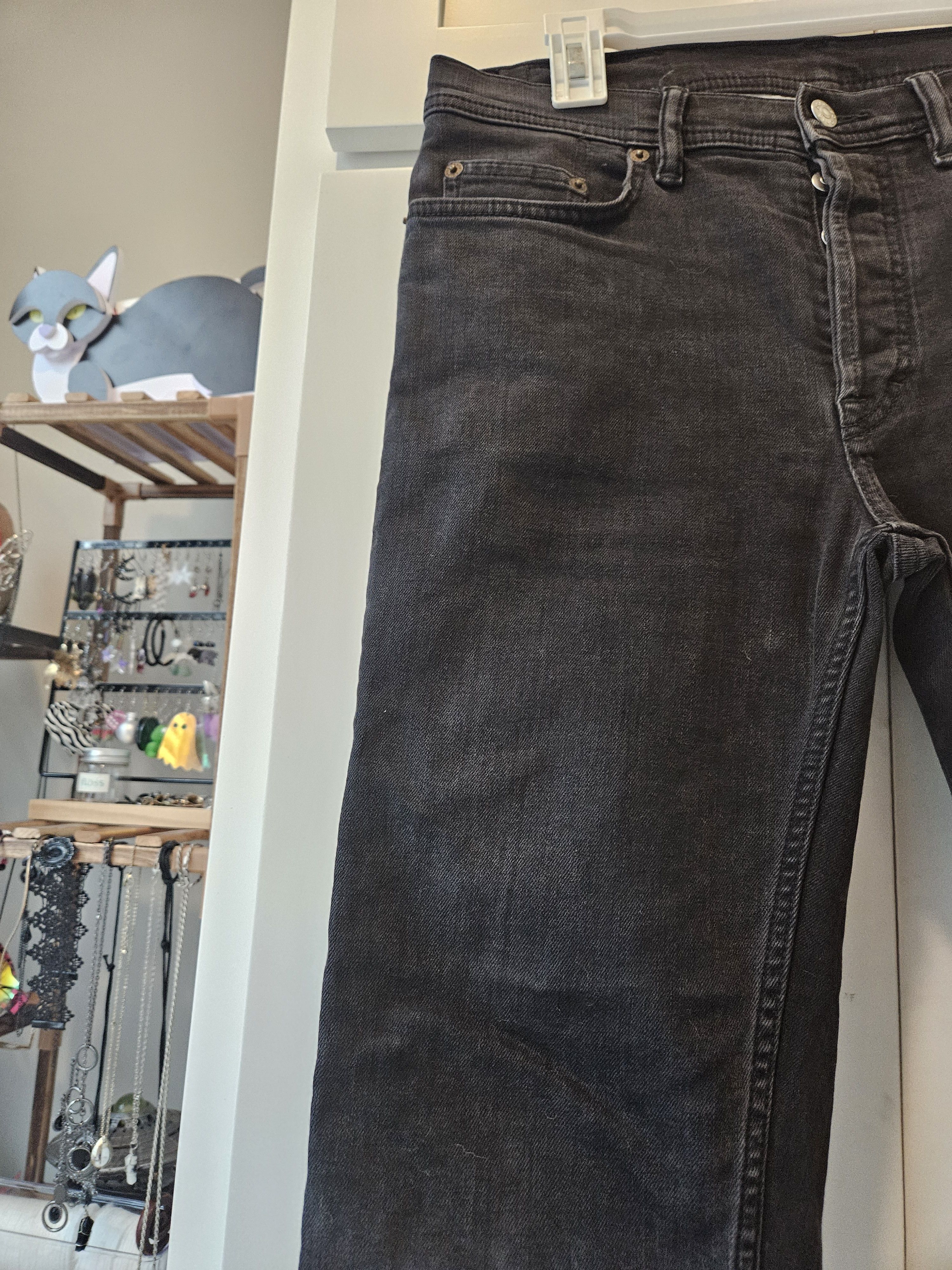 Acne Studios Black Soft Denim Straight Fit Jeans Size US 32 / EU 48 - 4 Thumbnail