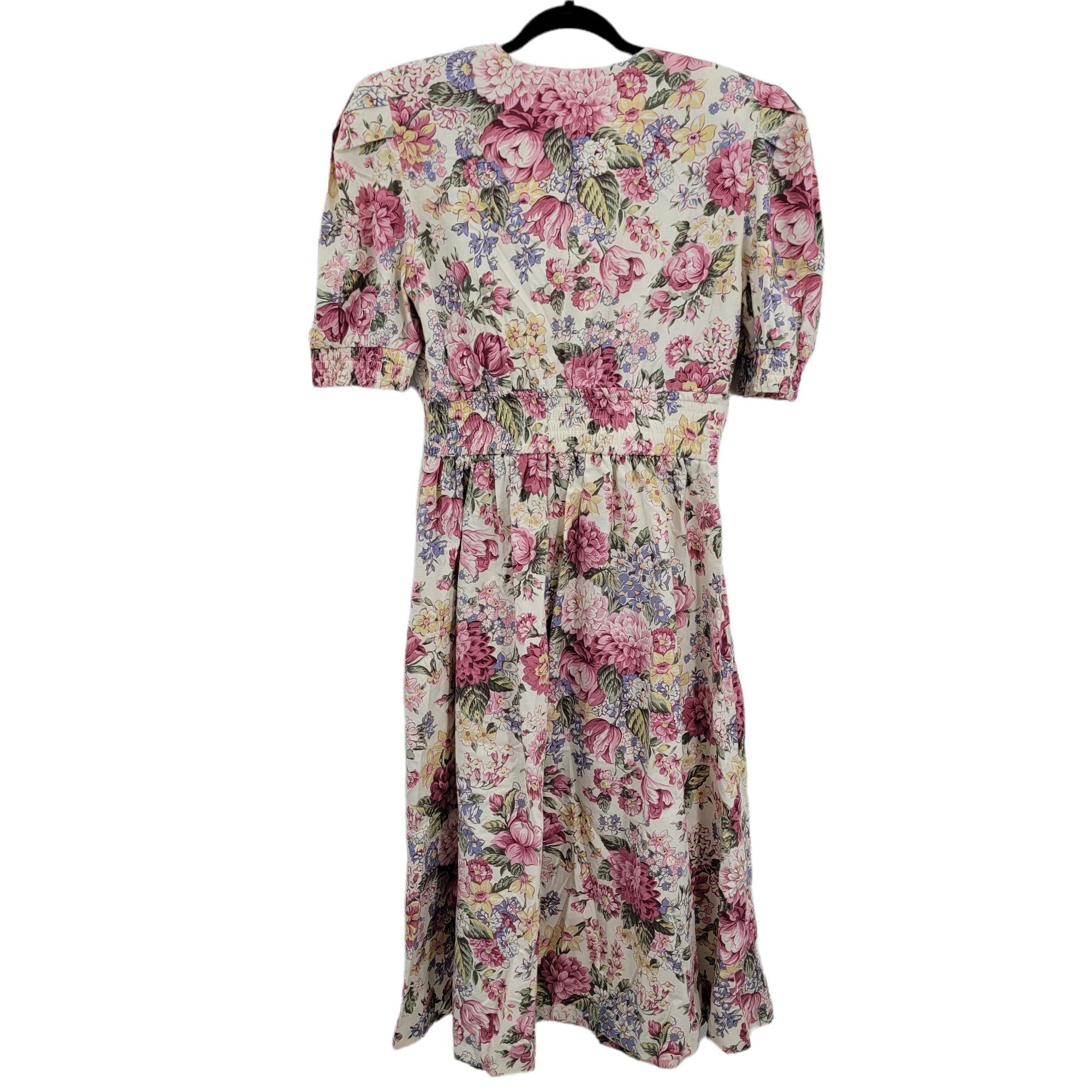 Vintage Vtg 80's Womens Dress L Cottage Core Mock Wrap Puff Sleeve F Size L / US 10 / IT 46 - 6 Thumbnail