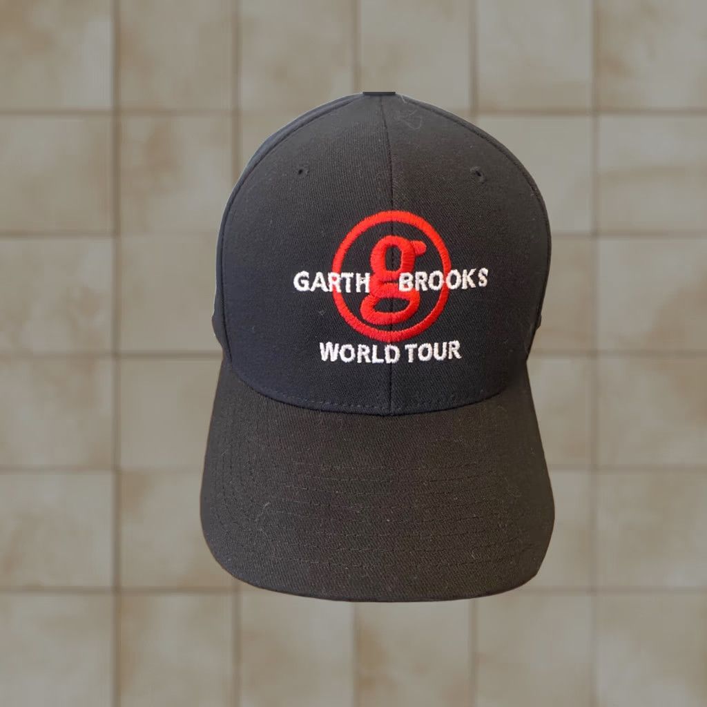 Brooks Garth Brooks World Tour Hat Black Adjustable Dad hat Red Logo Cap Unisex Adults Baseball Cap Twill Theme: Band Mens Adjustable Size Color: Black Size ONE SIZE - 1 Thumbnail