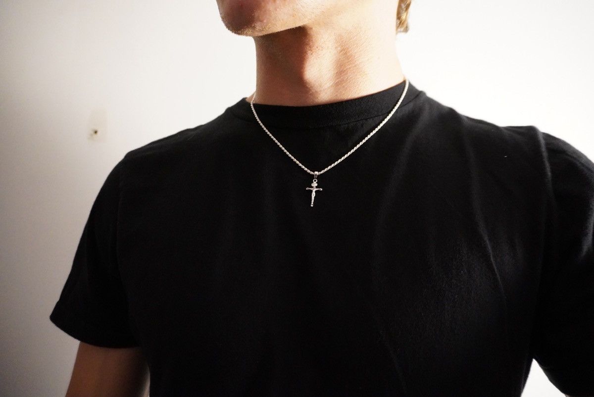Jewelry Solid .925 Sterling Silver Rope Chain And Cross Set 2mm 18” Size ONE SIZE - 2 Thumbnail