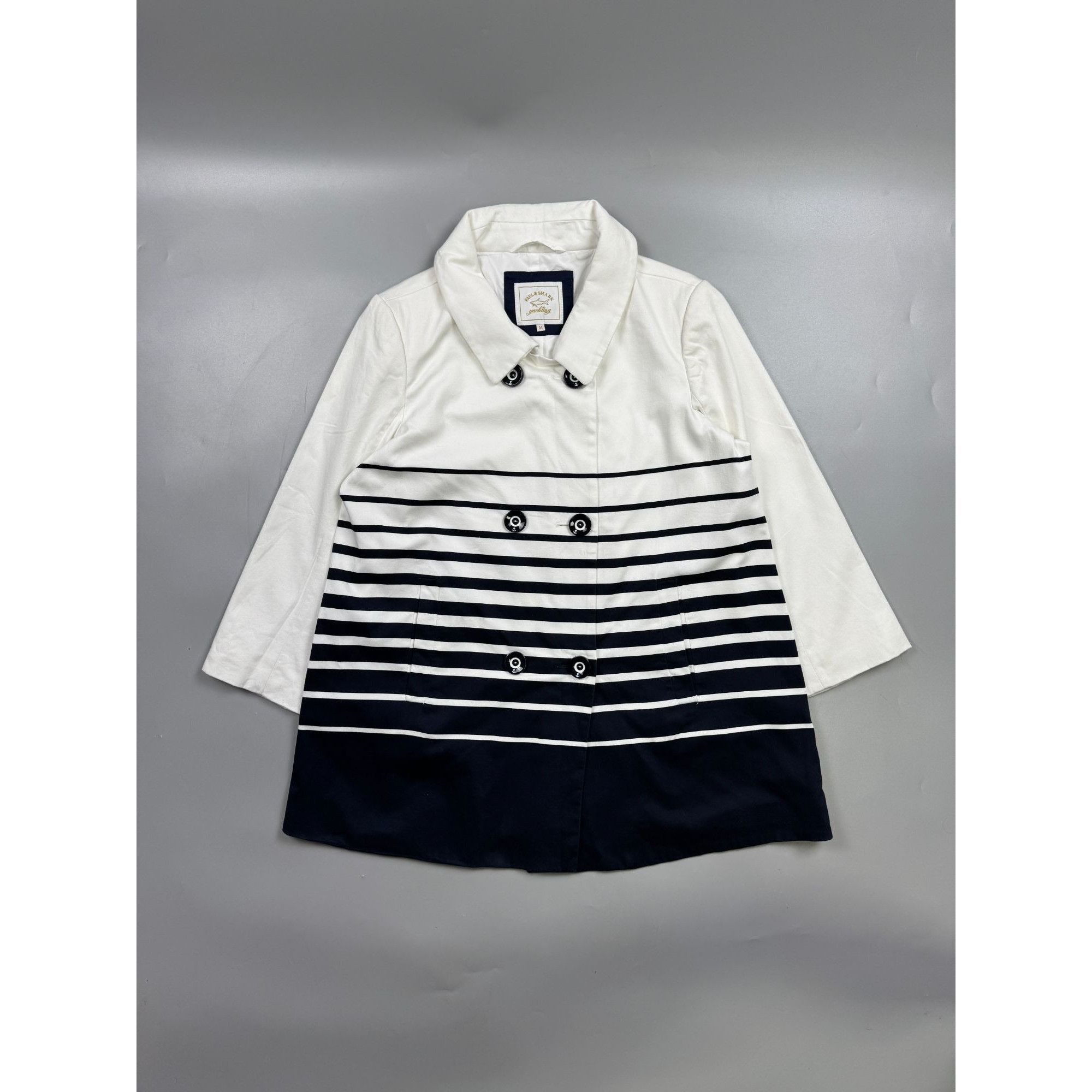 Paul & Shark Paul & Shark Double Breasted Striped Coat (Y1222) Size M / US 6-8 / IT 42-44 - 1 Thumbnail