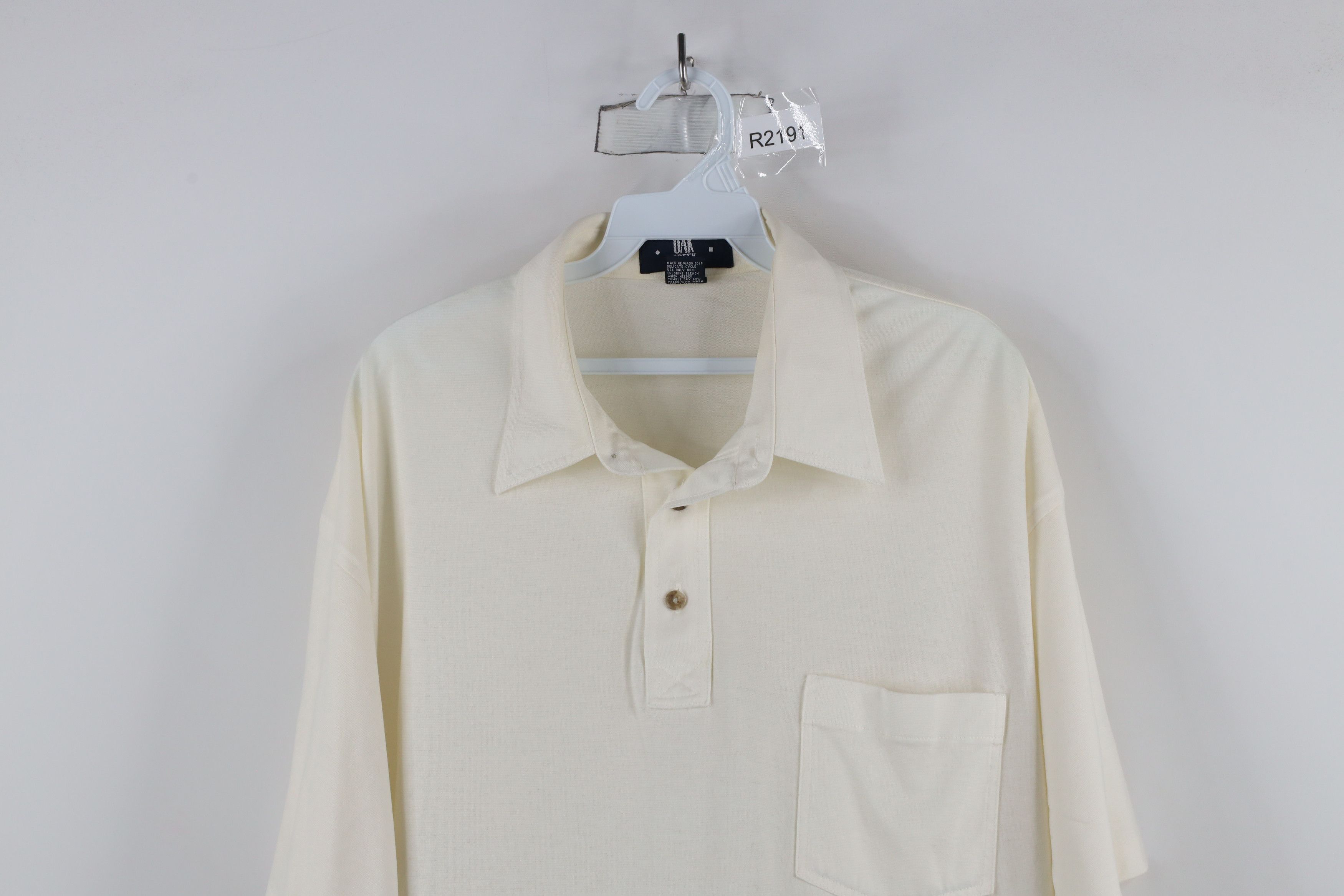 Vintage Vintage 90s Streetwear Collared Pocket Polo Shirt Cream Size US XL / EU 56 / 4 - 2 Thumbnail