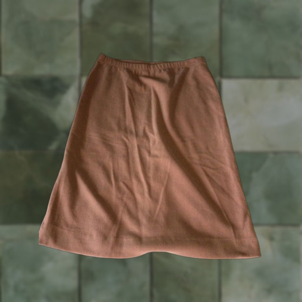 Vintage VINTAGE 1970s Lucky Tops Knit Flared Skirt Dusty Pink Size L Womens Size 36" / US 14 / IT 50 - 1 Thumbnail
