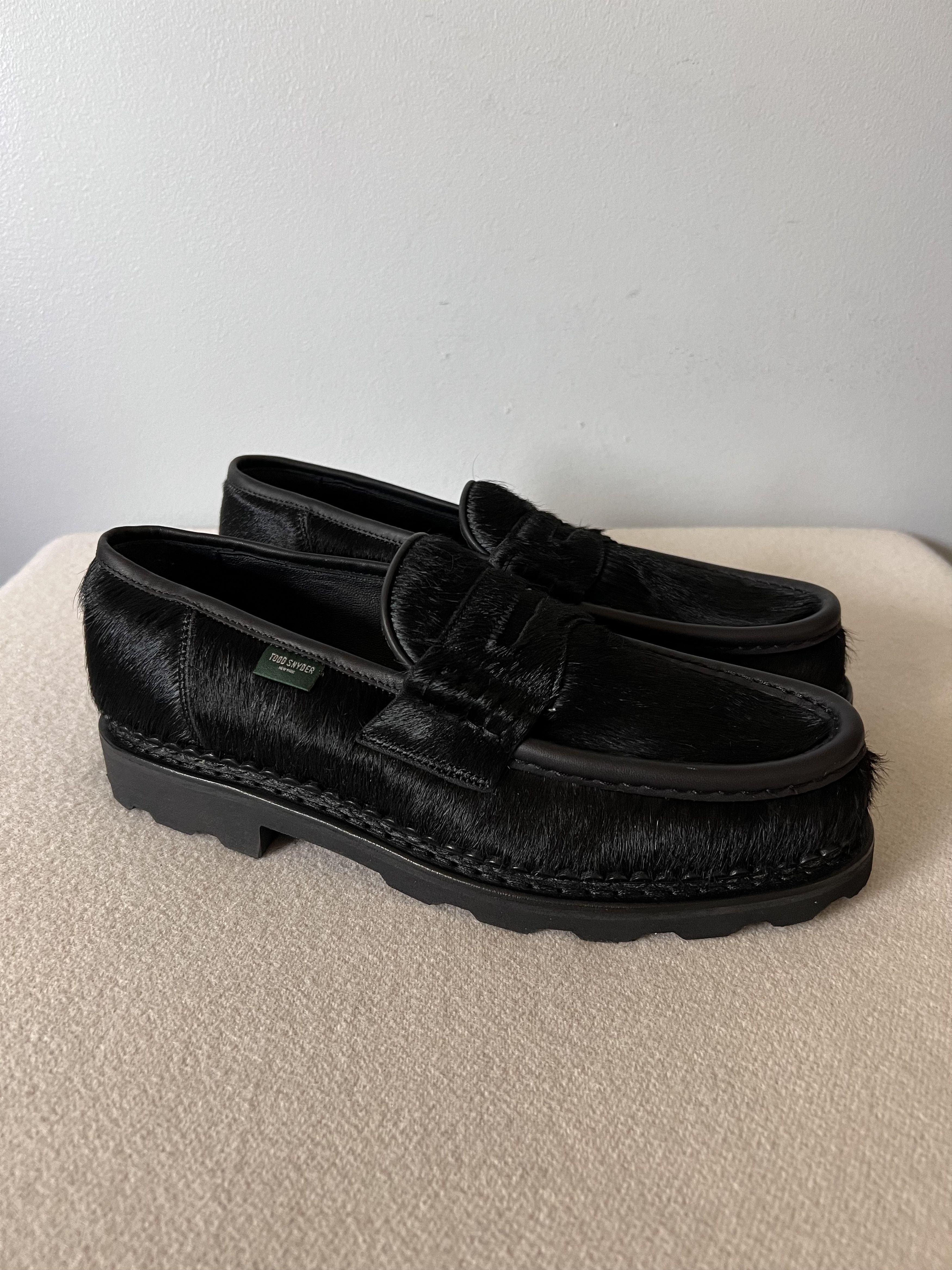 Todd Snyder Paraboot Reims Ponyhair Loafers in Black