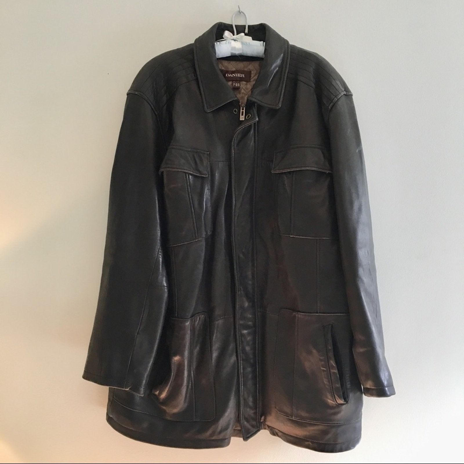 Image of Danier Genuine Black Leather Jacket, Men's (Size 2XL)