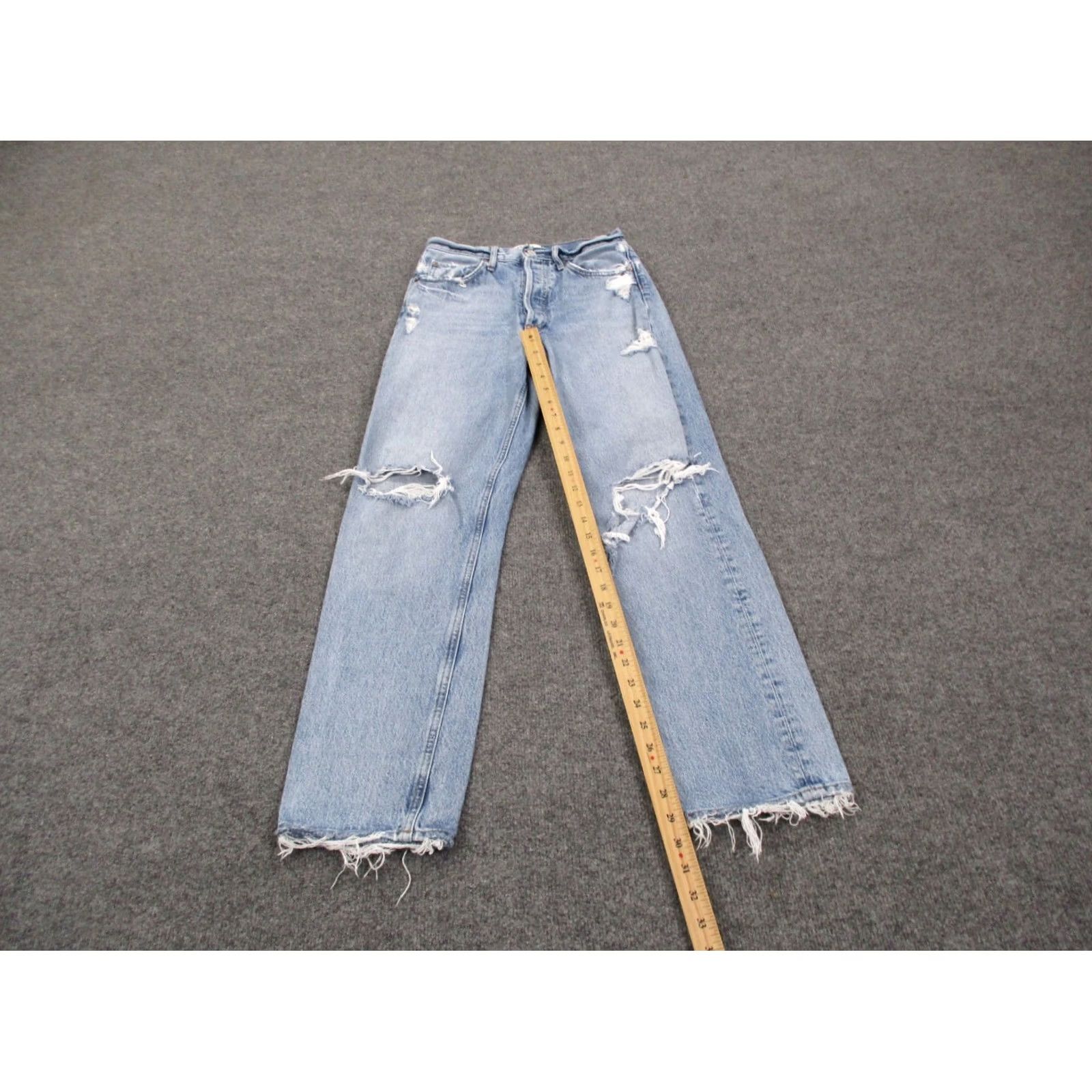 Agolde Agolde Jeans Womens 23 Denim Anthropologie Mid Rise Skinny Distressed Raw Hem Size 42" / US 20 - 3 Thumbnail