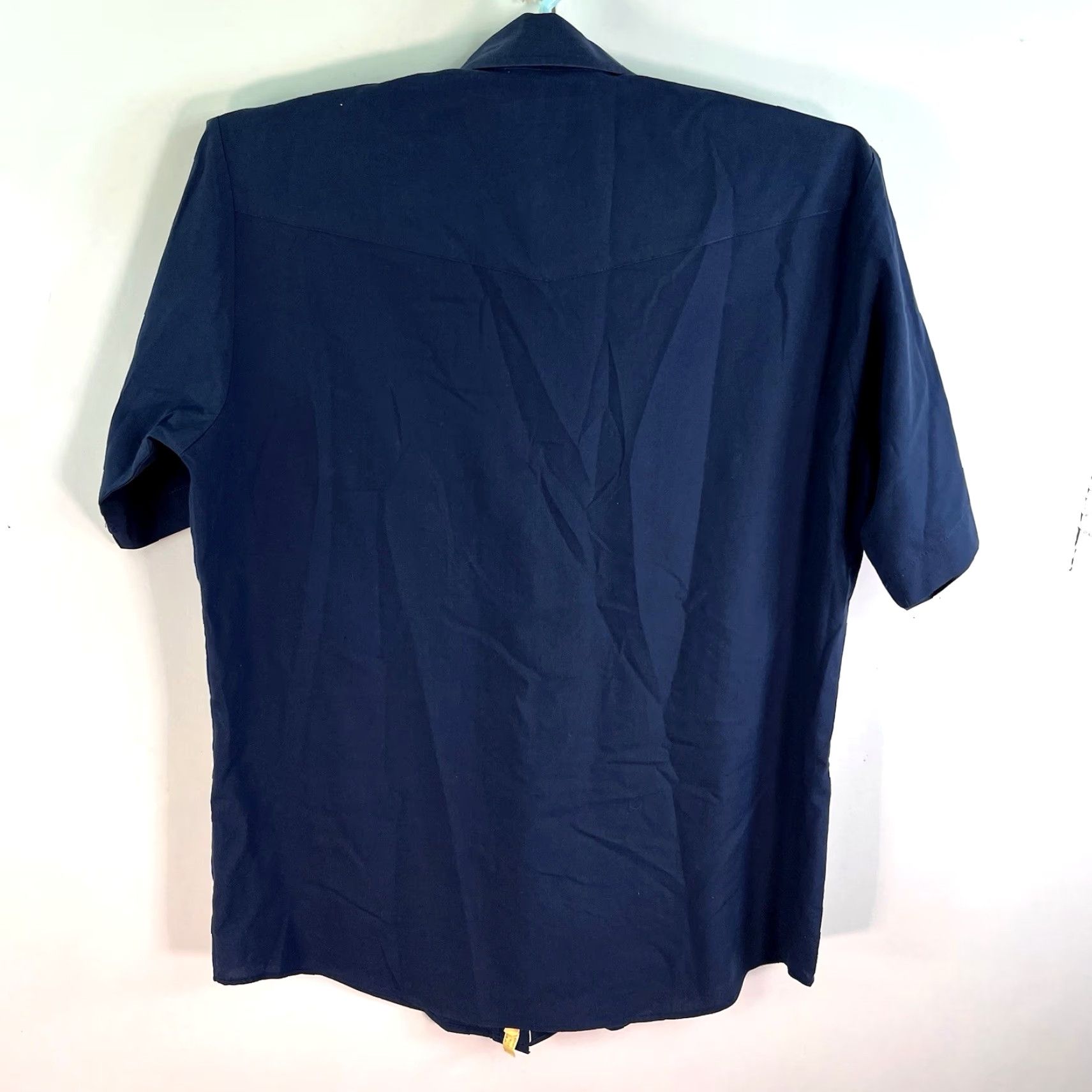 Roper Roper Shirt Western Pearl-Snap Short Sleeve Mens L Blue Collared Pocket Embroidered Cotton Blend 46 in Chest Men’s Reg Fit 70s Western Theme Size US L / EU 52-54 / 3 - 5 Thumbnail