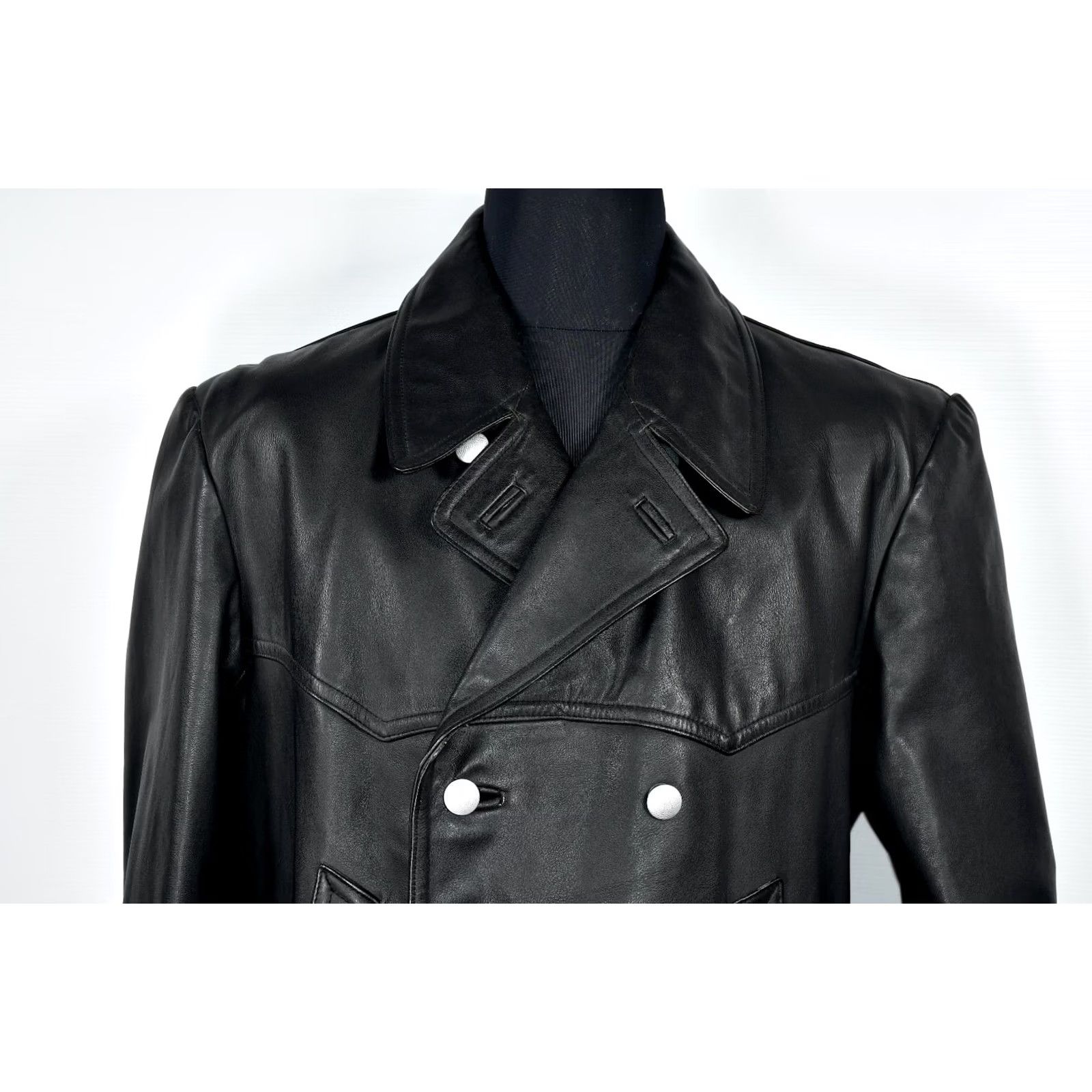 Vintage VTG Germany Police Leather Motorcycle Jacket size 52 Mens Jacket Black 1980s) Size US L / EU 52-54 / 3 - 3 Thumbnail