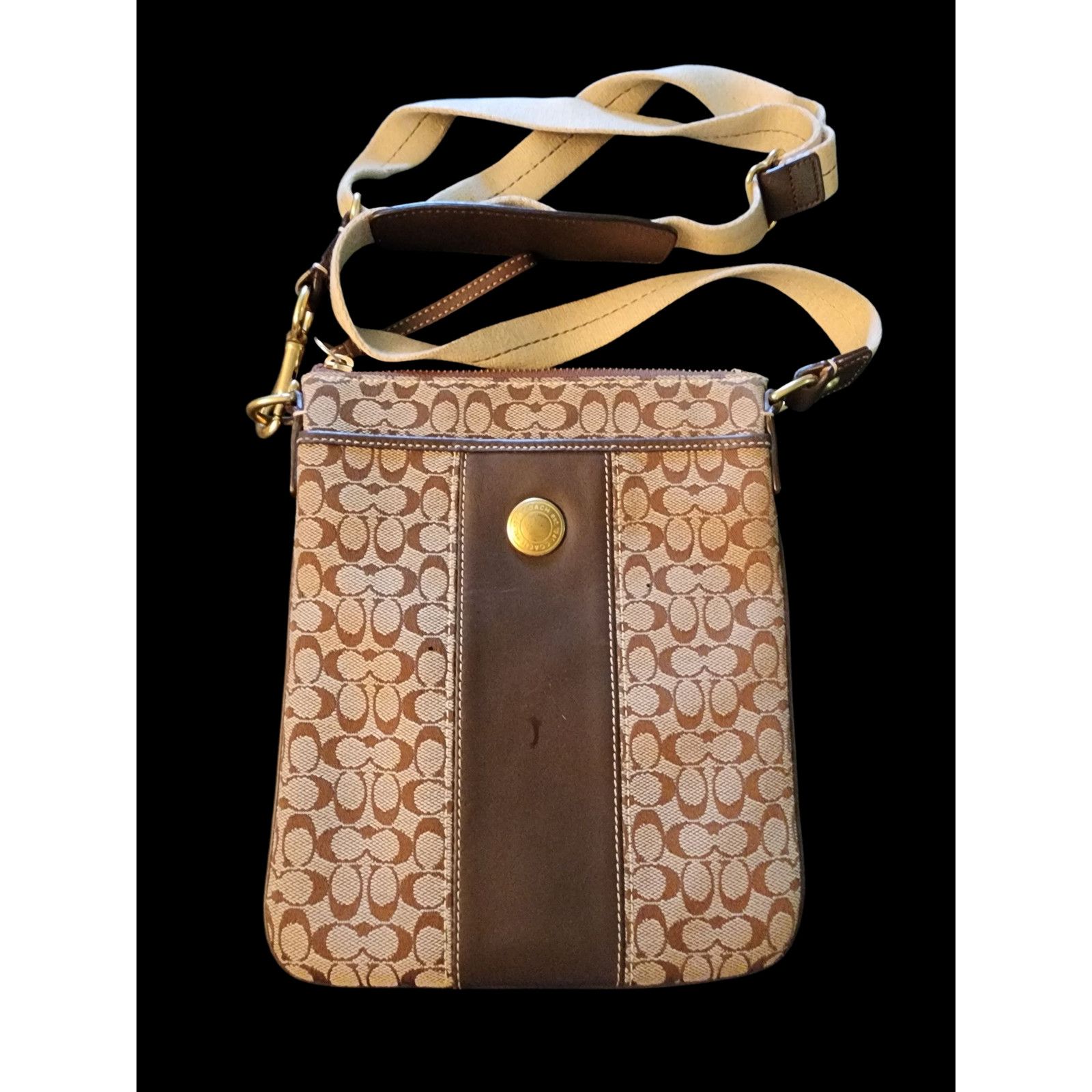 Coach Signature Canvas Crossbody Casual Purse Brown