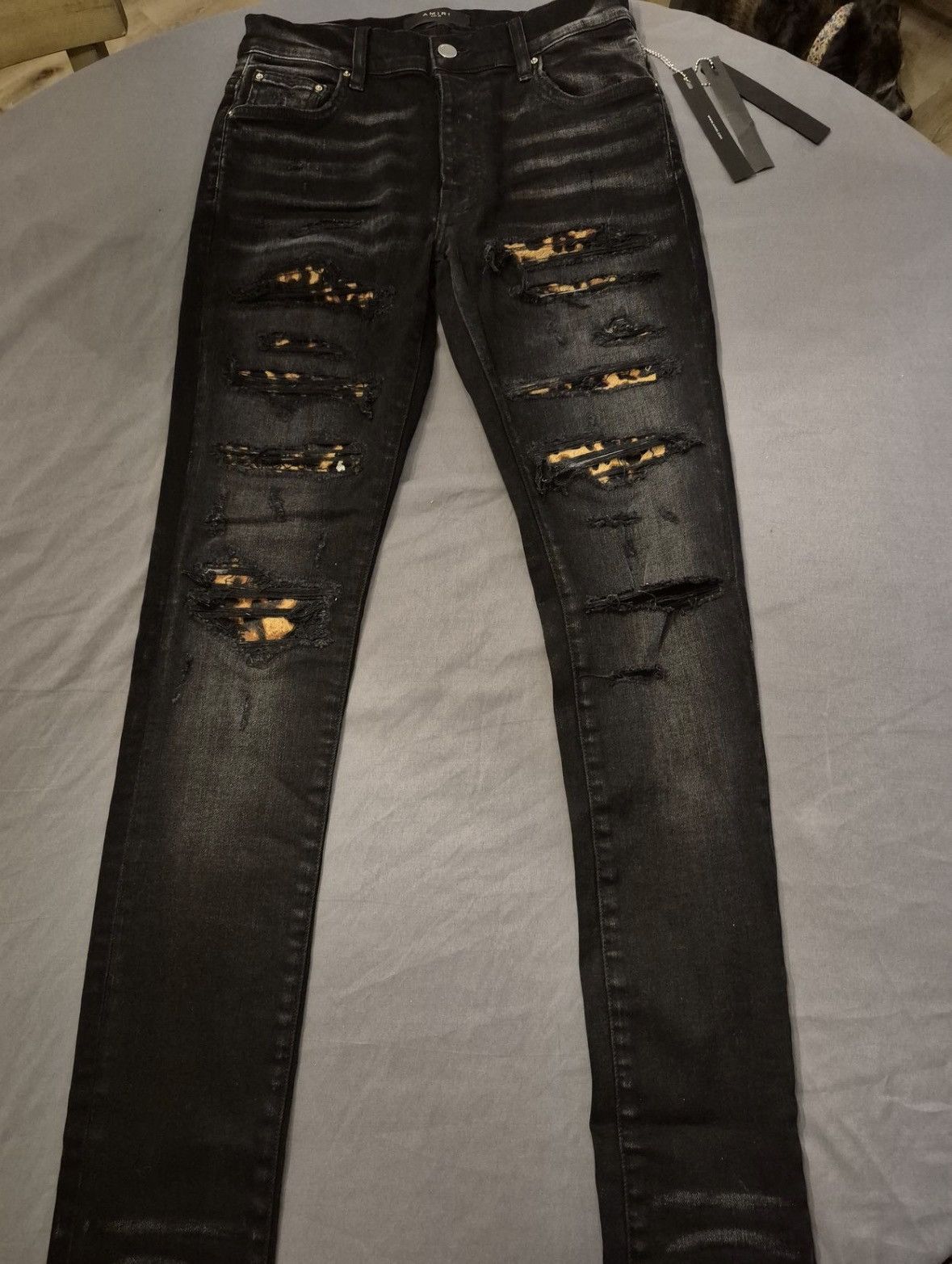 Amiri AMIRI leopard cheetah denim black jeans brand new with tags Size US 29 - 1 Thumbnail