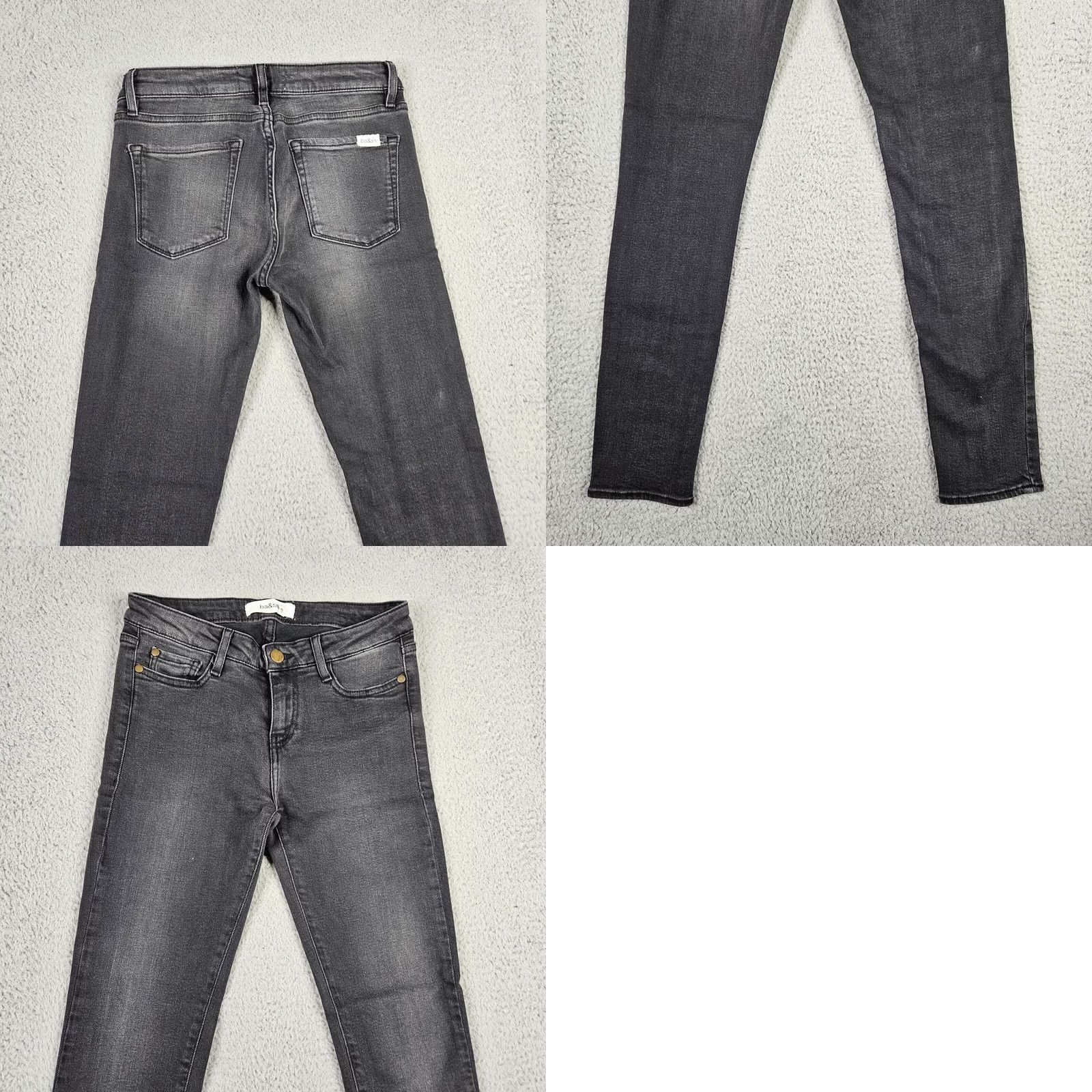 ba&sh ba&sh Lily Noir Women’s Dark Black Skinny Jean Size 26 Denim Casual Belted Comfort Rise Mid Regular Machine Washable Size 26" / US 2 / IT 38 - 8 Thumbnail
