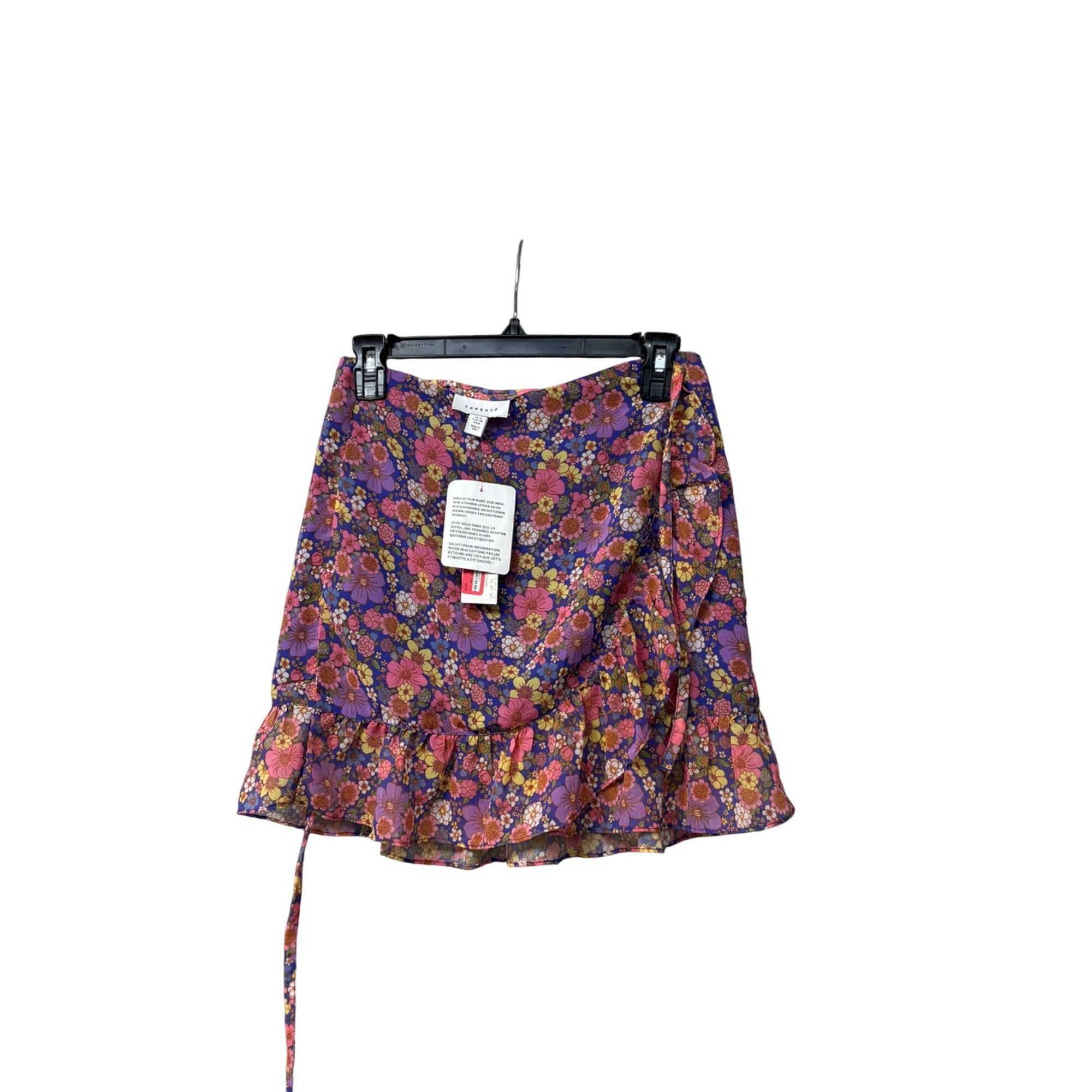Topshop Topshop Floral Wrap Mini Skirt With Ruffle Hem, Purple/Multi Size 28" / US 6 / IT 42 - 11 Thumbnail