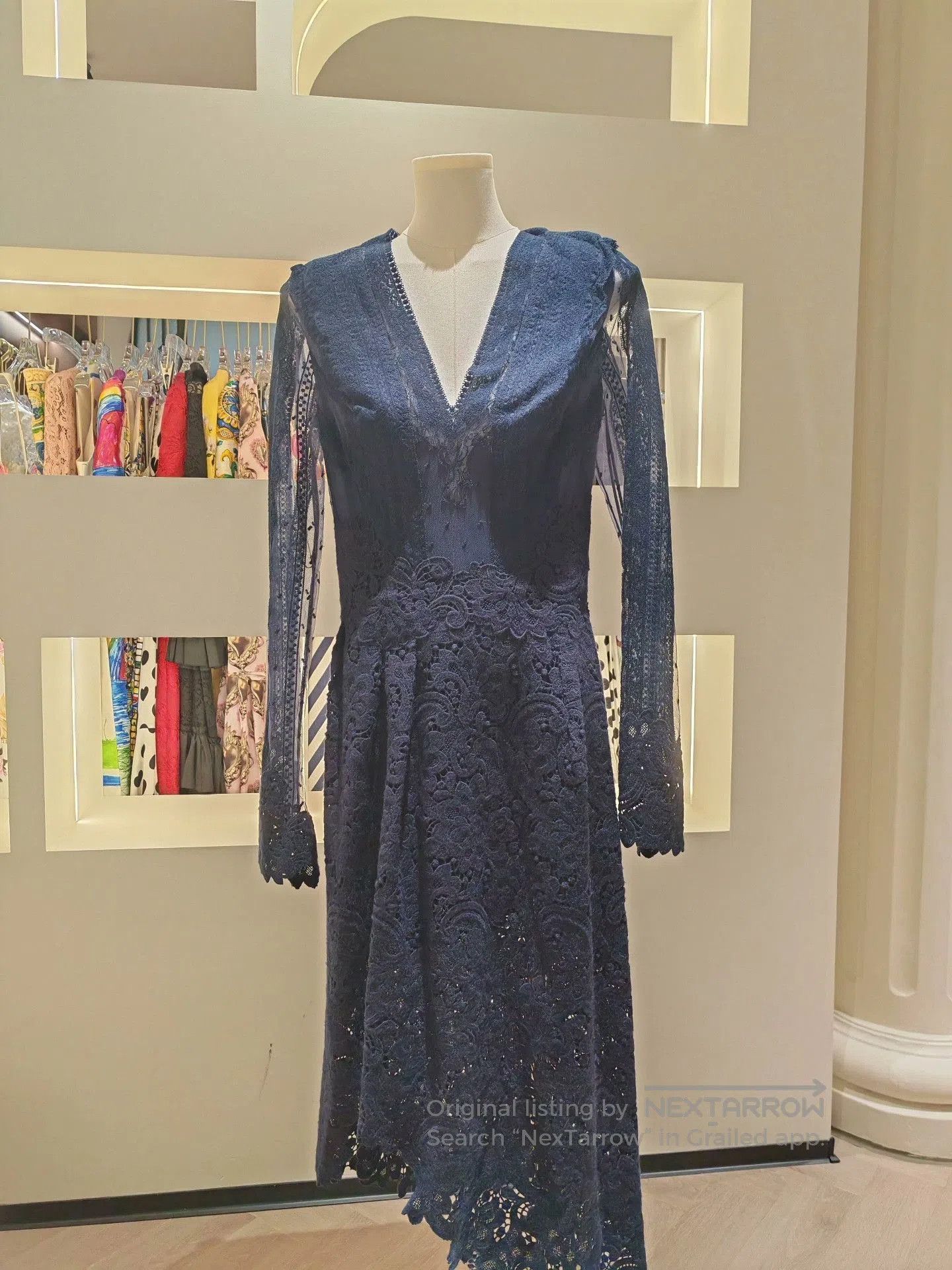 Ermanno Scervino Ermanno Scervino Navy Lace Dress. Size S / US 4 / IT 40 - 1 Thumbnail