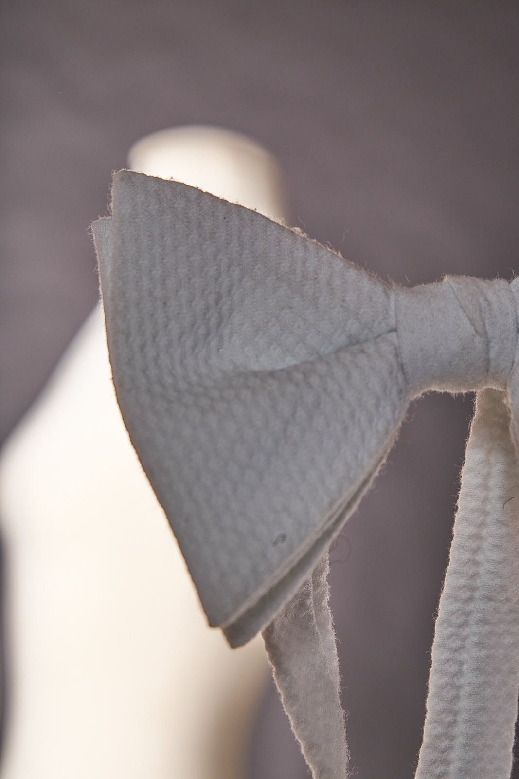 Vintage Vintage 1970s Wide White Textured Bow Tie Size ONE SIZE - 3 Thumbnail