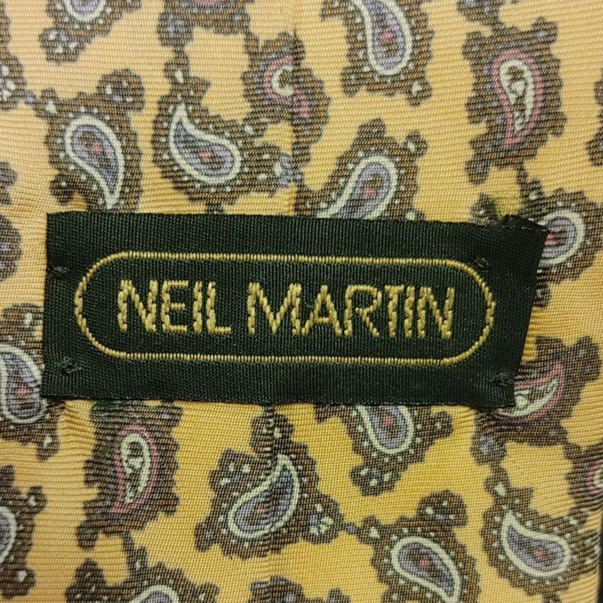 Other Neil Martin Men's OS Yellow/Brown Paisley Silk Tie Size ONE SIZE - 2 Thumbnail