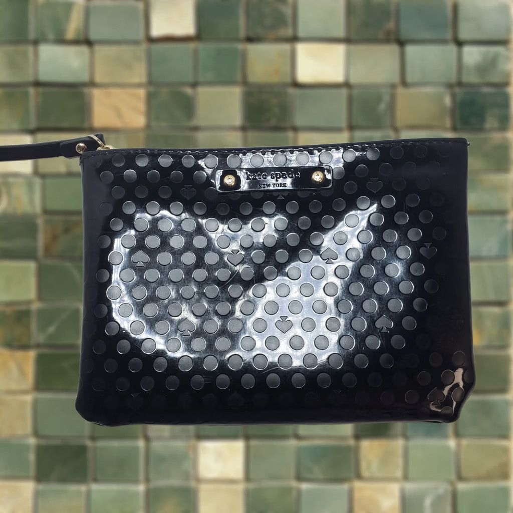 Vintage KATE SPADE NY Beale Street Mini Pouch Black Embossed Patent Coin Card Holder Size ONE SIZE - 1 Thumbnail