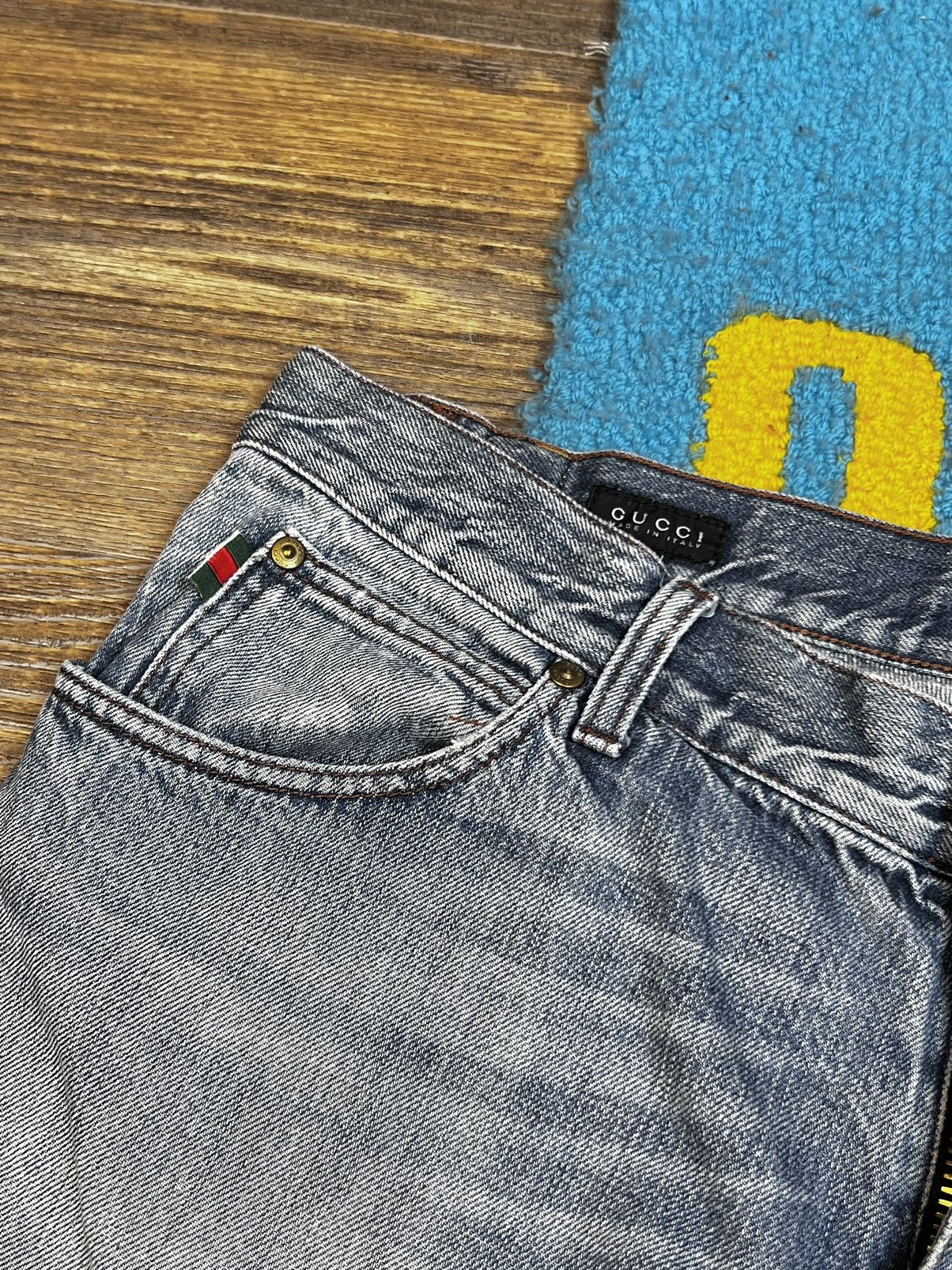 Gucci × Vintage Gucci Vintage Blue Washed Distressed Denim Pant Size US 34 / EU 50 - 6 Thumbnail