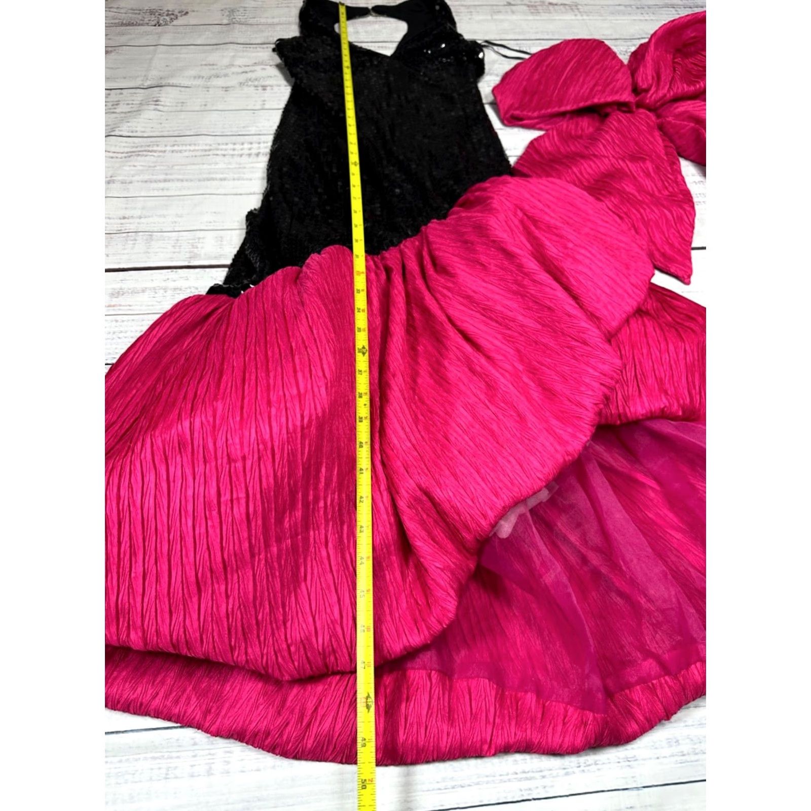 Vintage VINTAGE A.J. Bari Mermaid Dress Shirt Bow Back Halter Neck Sequined Sz 4 Black Pink Open Back Midi Women Dresses Bow flaw Size S / US 4 / IT 40 - 2 Thumbnail
