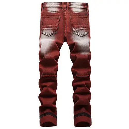Other Men Casual Jeans Coated Straight Pleated Biker Jeans Size US 36 / EU 52 - 3 Thumbnail