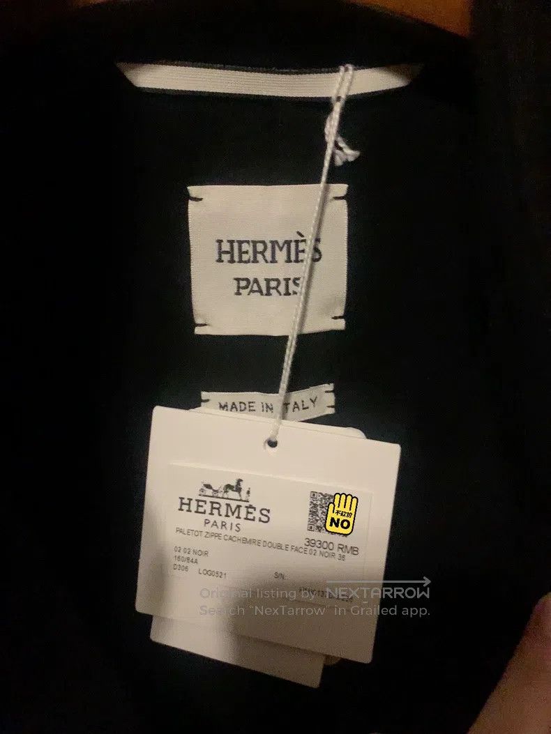 Hermes Hermes Black Cashmere Jacket with Diagonal Zipper Design - Size XS / US 0-2 / IT 36-38 - 3 Thumbnail