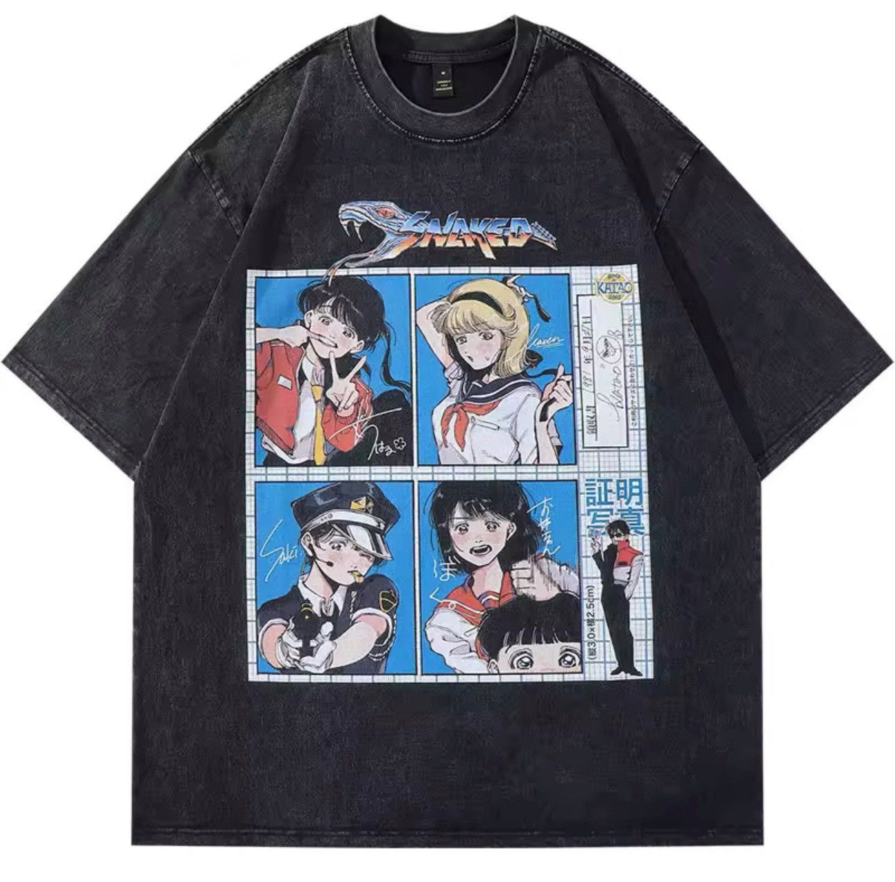 Japanese Brand Streetwear Cartoon Anime Loose Japanese Washed T Shirt Size US XXL / EU 58 / 5 - 1 Thumbnail