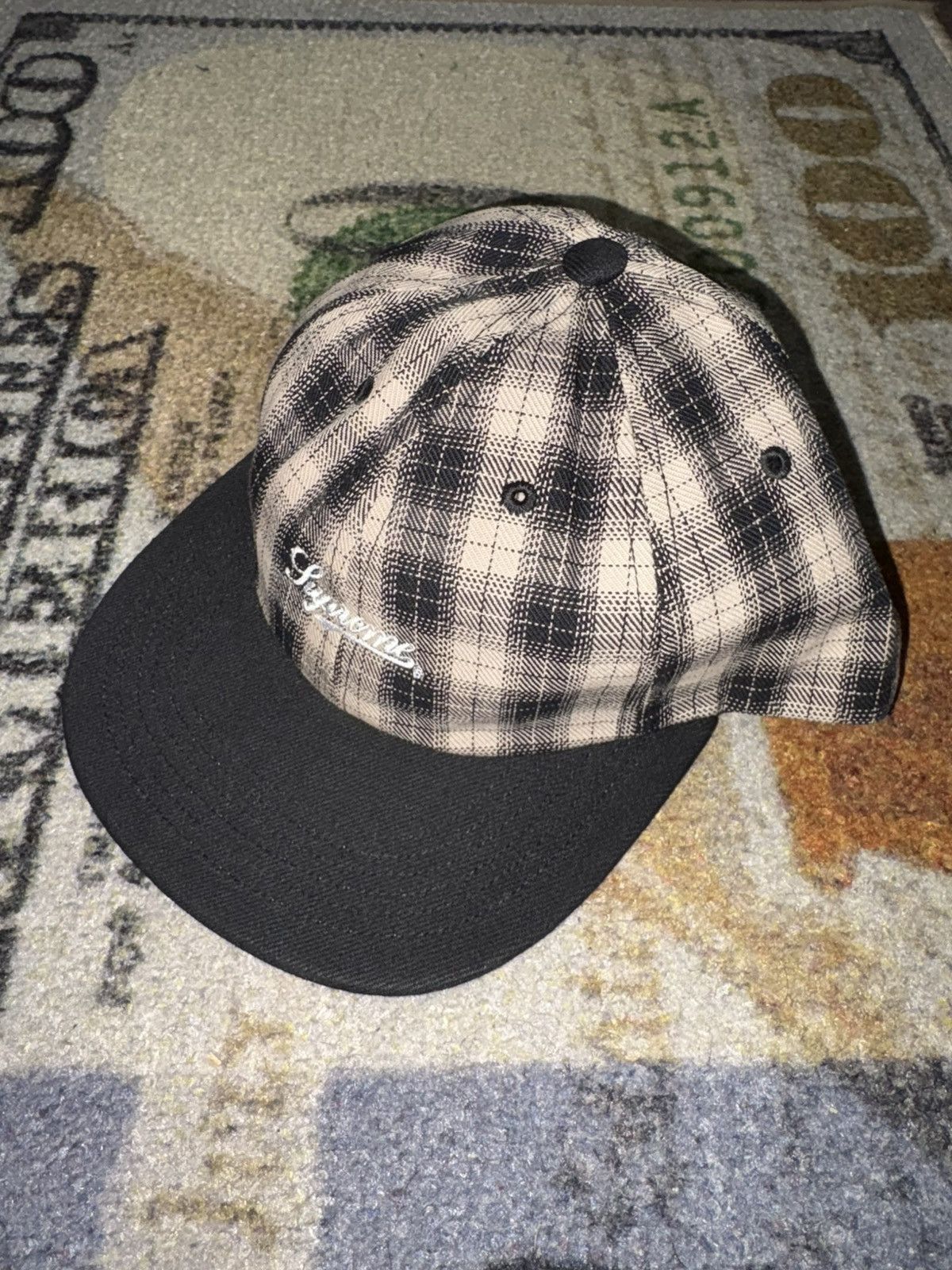 Supreme Supreme Script Logo 6-Panel Hat Plaid Size ONE SIZE - 1 Thumbnail