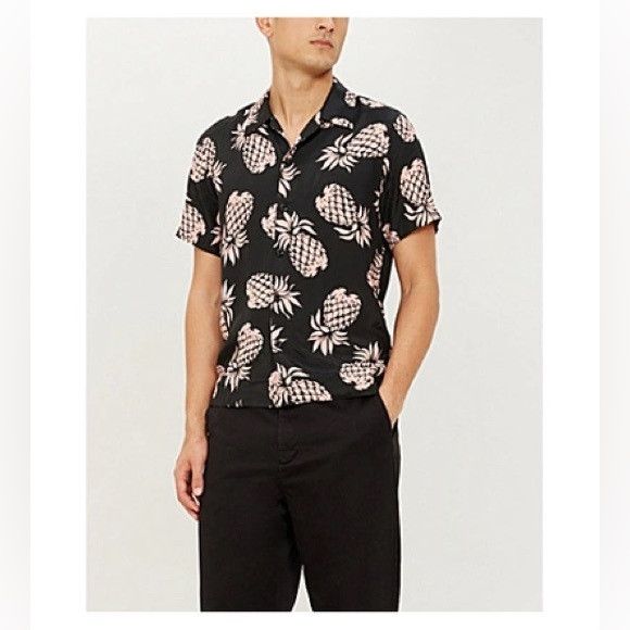 Sandro SANDRO Pineapple-print Relaxed-fit Crepe Shirt In Black xs Size US XS / EU 42 / 0 - 4 Thumbnail