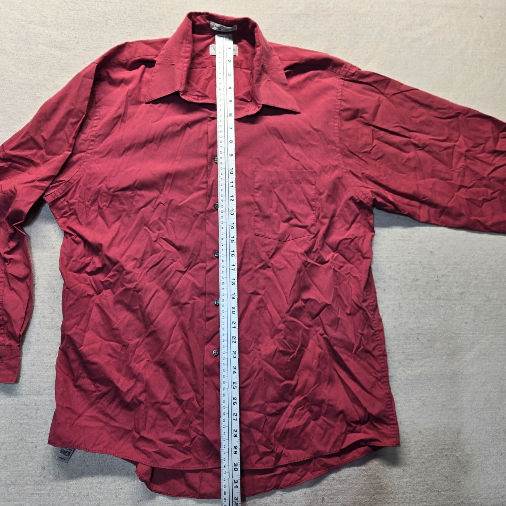 Van Heusen Van Heusen Dress Shirt Long Sleeve Button Up Red Adult Men's Size XL Neck 17 34-35 Poplin Cotton Blend Size 46R - 6 Thumbnail