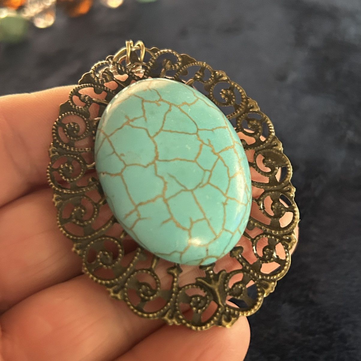 Handmade Handcrafted repurpose boho chic howlite medallion necklace Size ONE SIZE - 7 Thumbnail