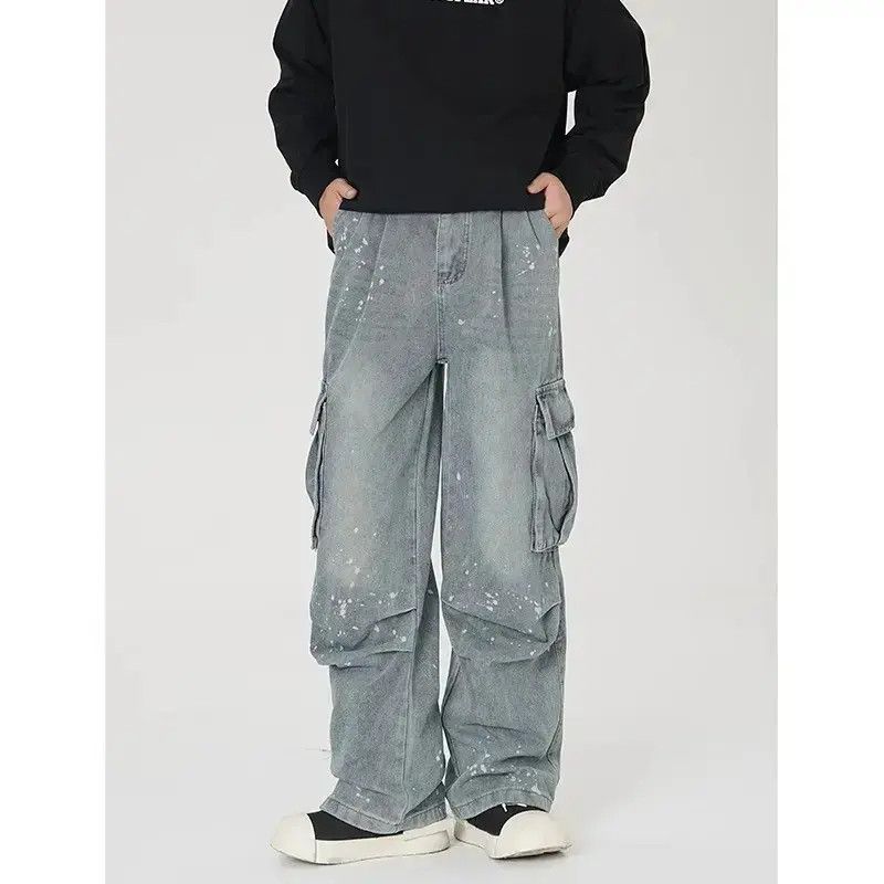 Japanese Brand Retro loose splashed ink wide leg pocket jeans Size US 34 / EU 50 - 1 Thumbnail