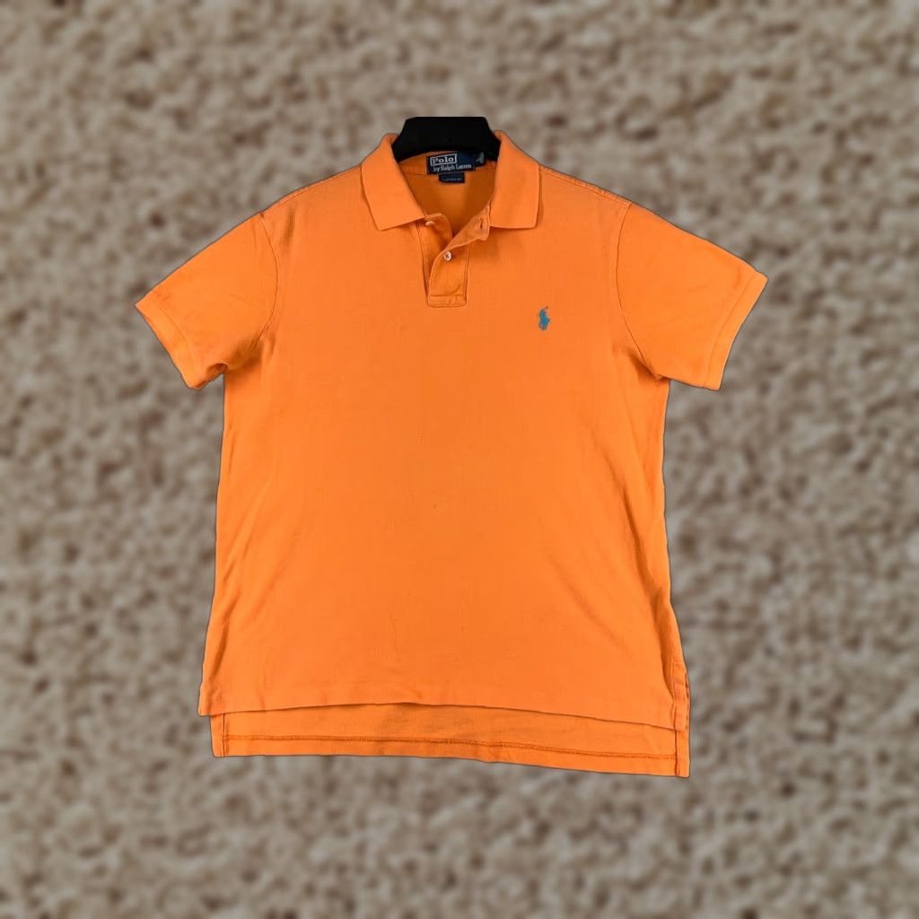 Ralph Lauren VINTAGE Ralph Lauren Polo Shirt Adult Large Orange 100% Cotton Knit Pony Mens Classic Polo Shirt Orange 1900s? Size US L / EU 52-54 / 3 - 1 Thumbnail