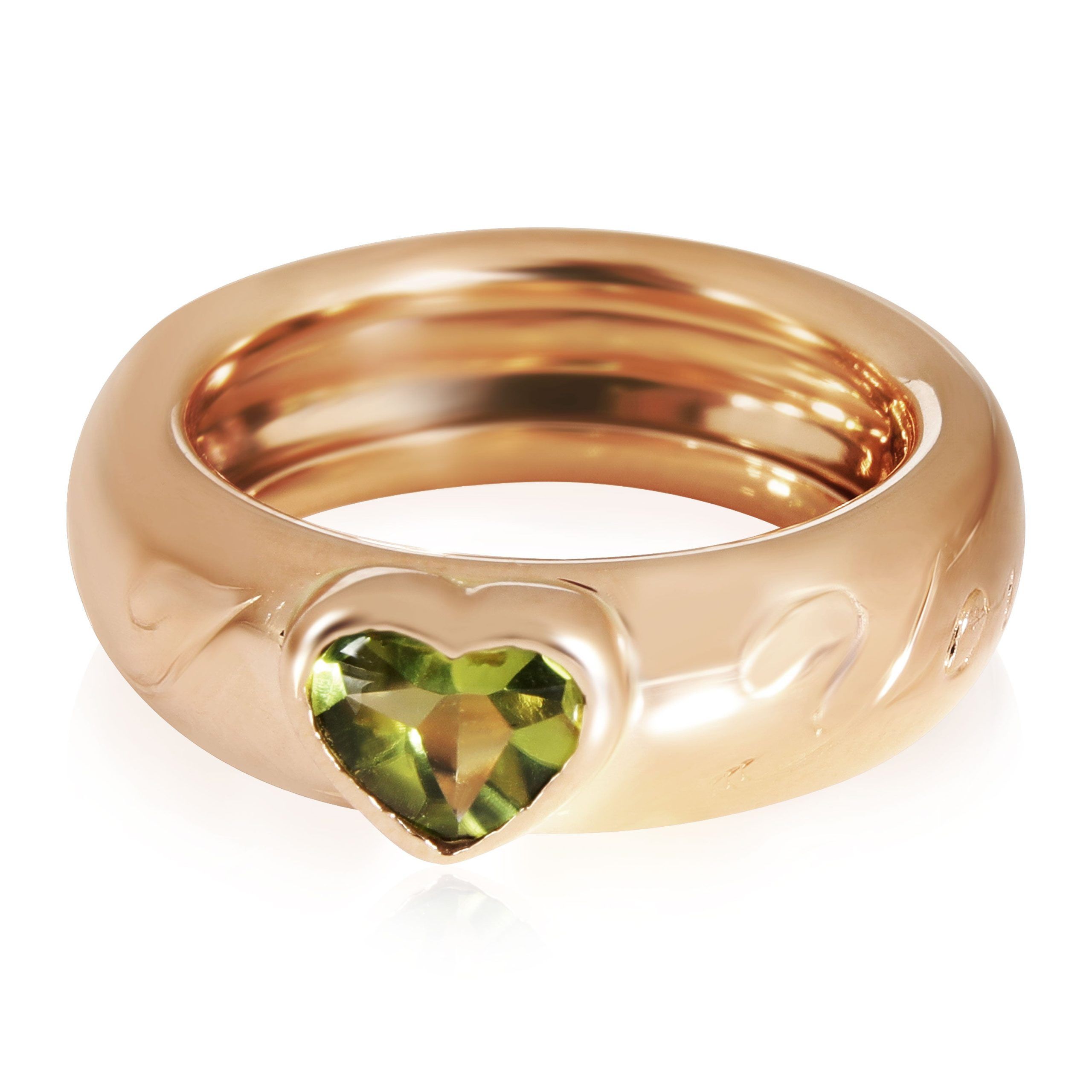 image of Tiffany Co Tiffany & Co. Vintage I Love You Heart Peridot Ring In 18K Yellow Gold, Women's