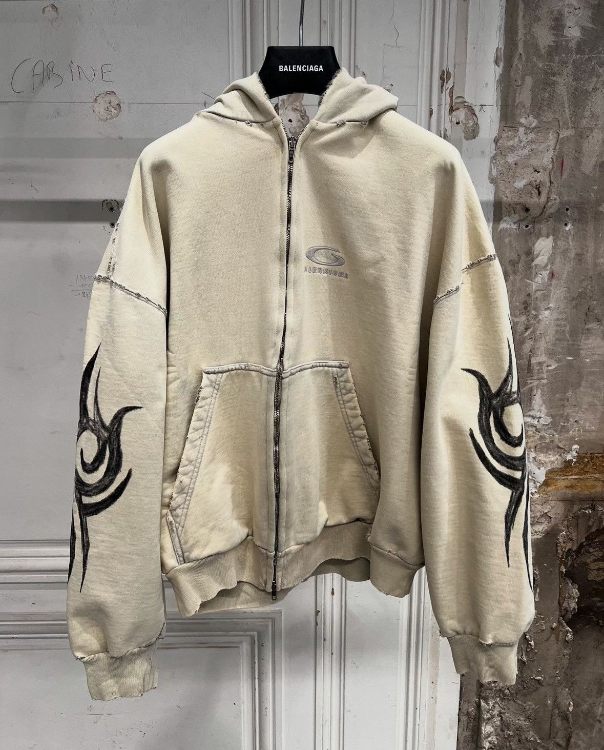 Balenciaga 2024 “Y2K” Sharpie Tattoo Tribal Crop Hoodie | Grailed
