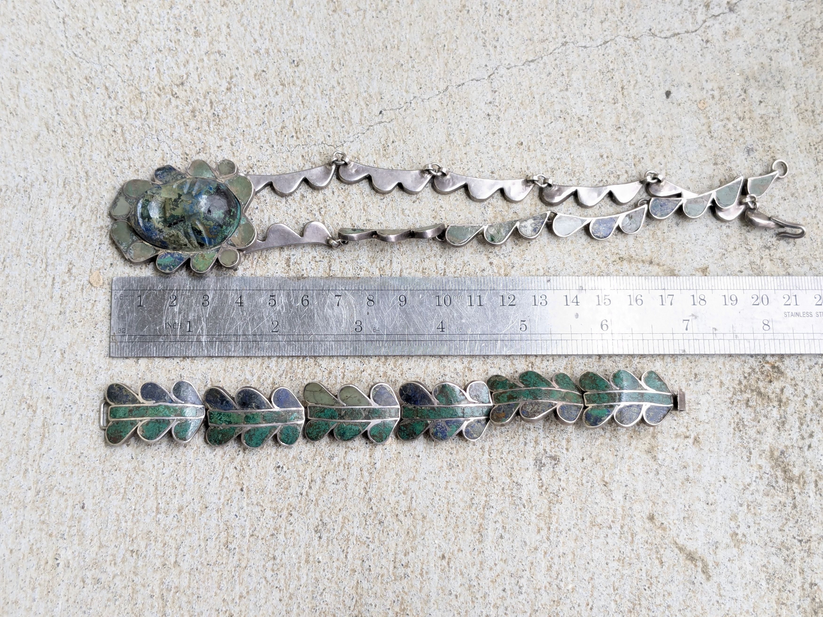Vintage Vintage Sterling Silver Necklace Bracelet Turquoise Mask Size ONE SIZE - 21 Thumbnail