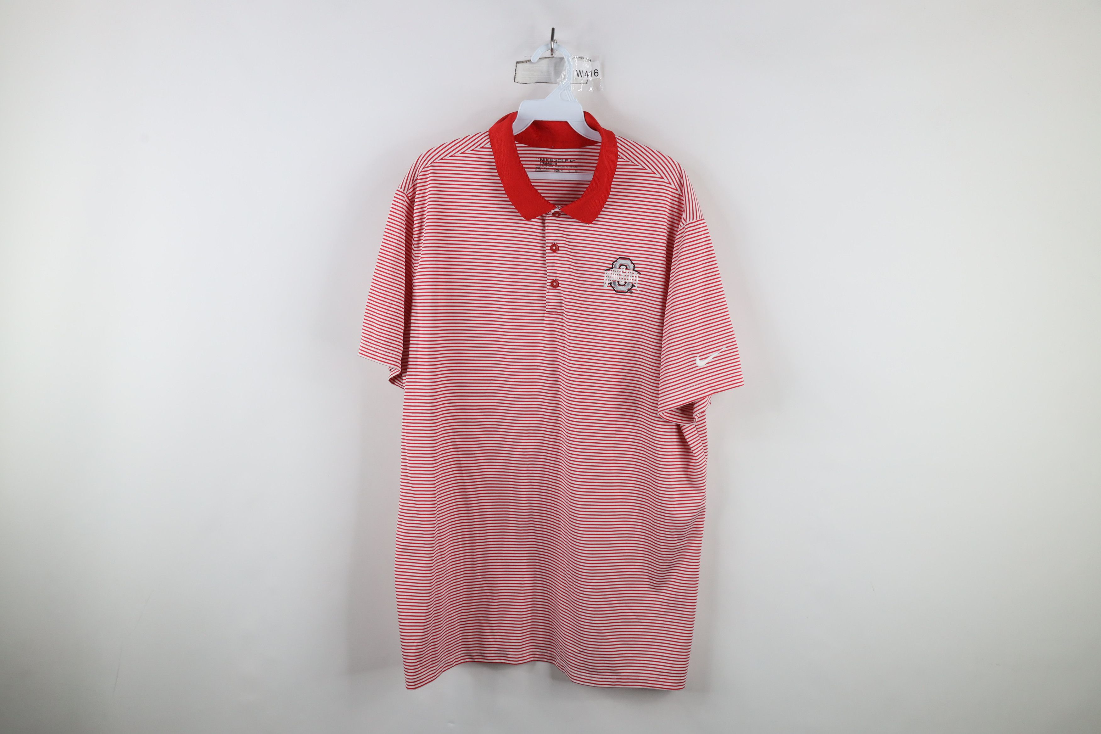 Nike × Vintage Nike Ohio State University Striped Collared Polo Shirt Red Size US XL / EU 56 / 4 - 1 Thumbnail