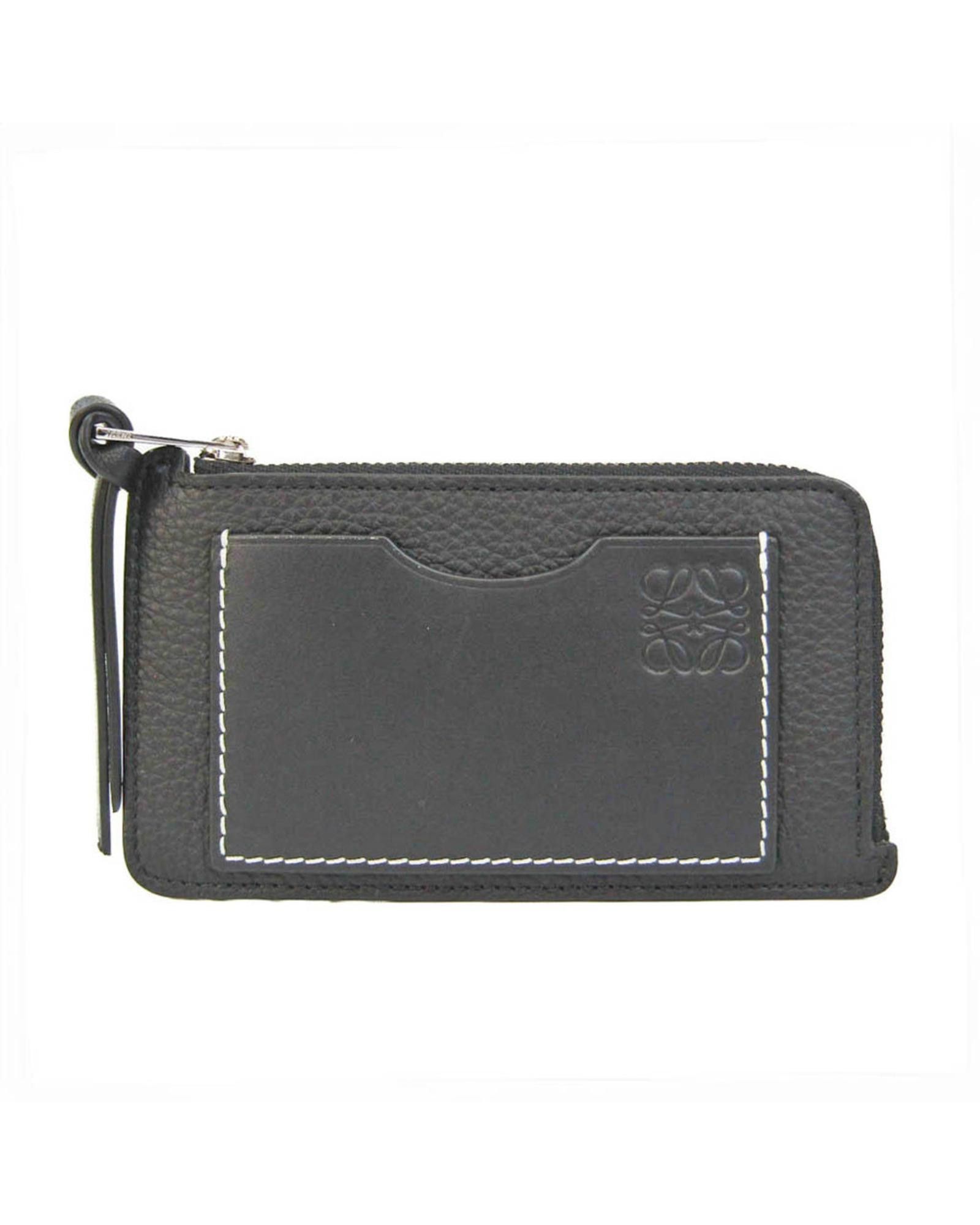 image of Loewe Black Leather Coin Card Holder, Women's